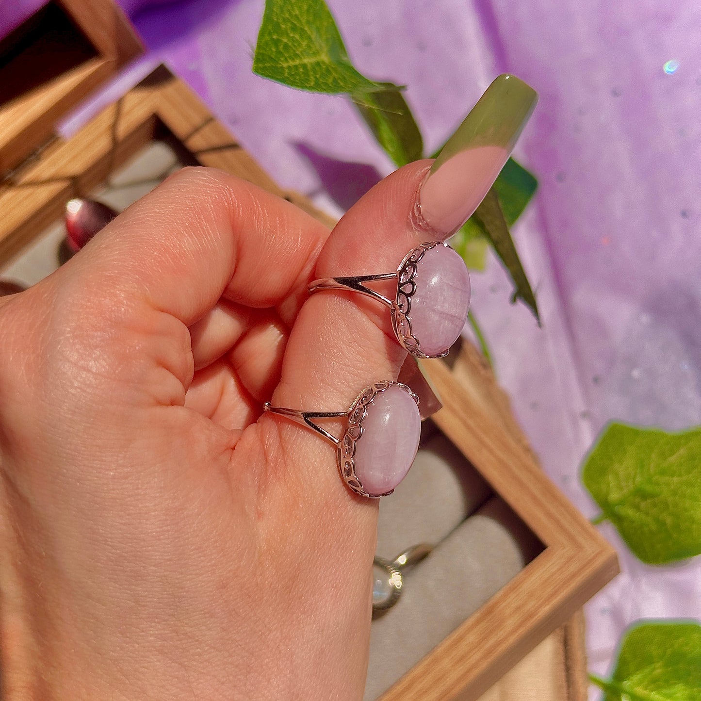 kunzite 925 sterling silver adjustable ring