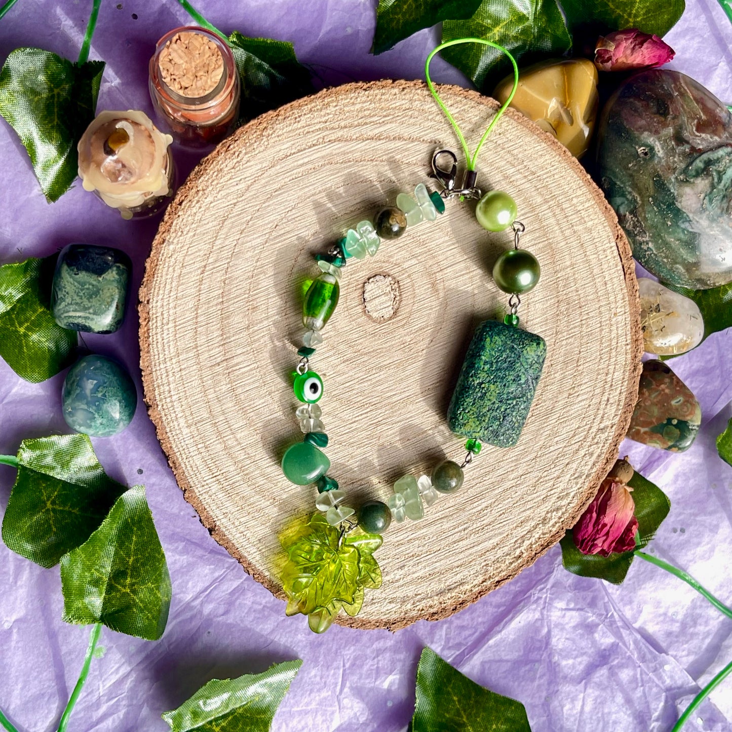 green phone charm