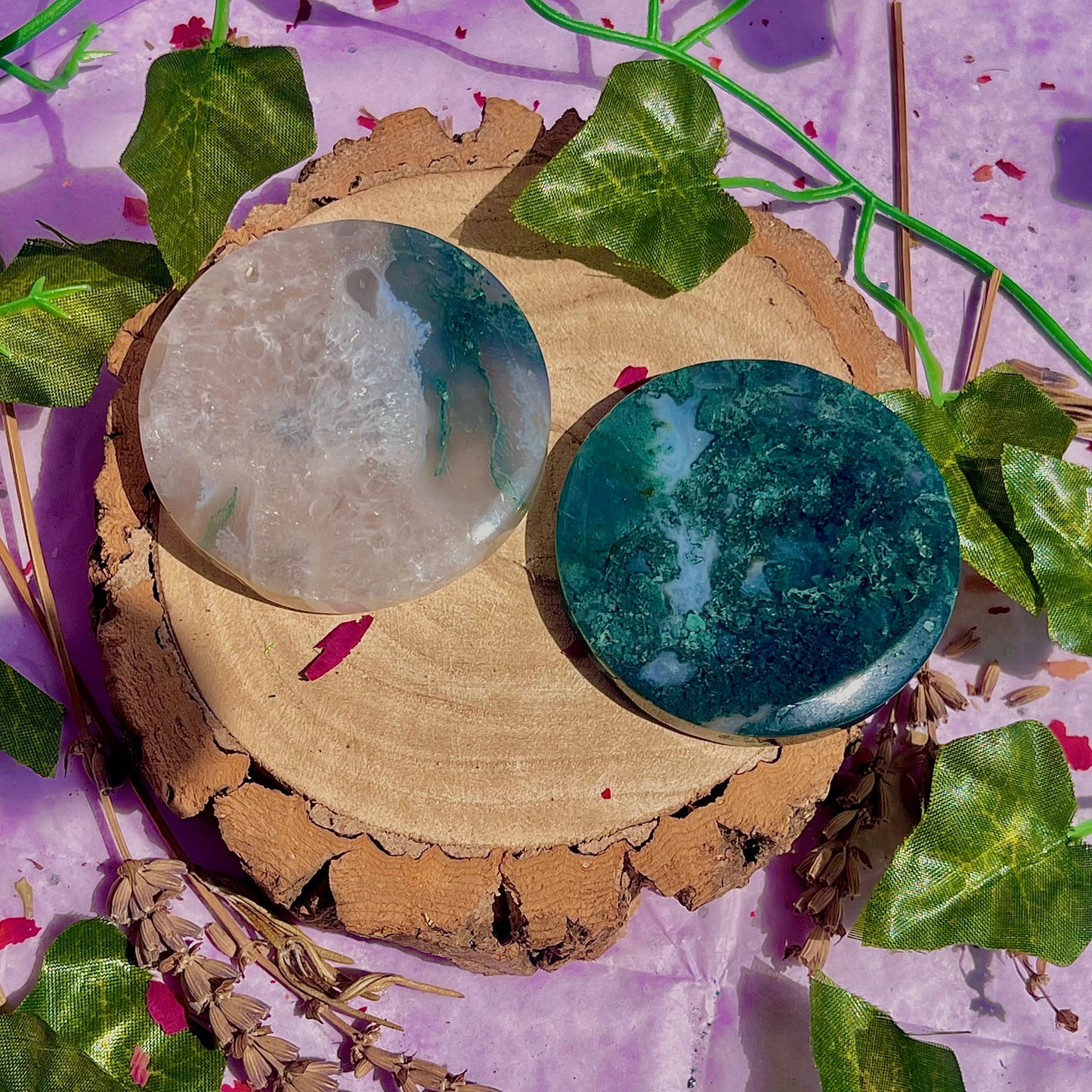 moss agate disc C & D