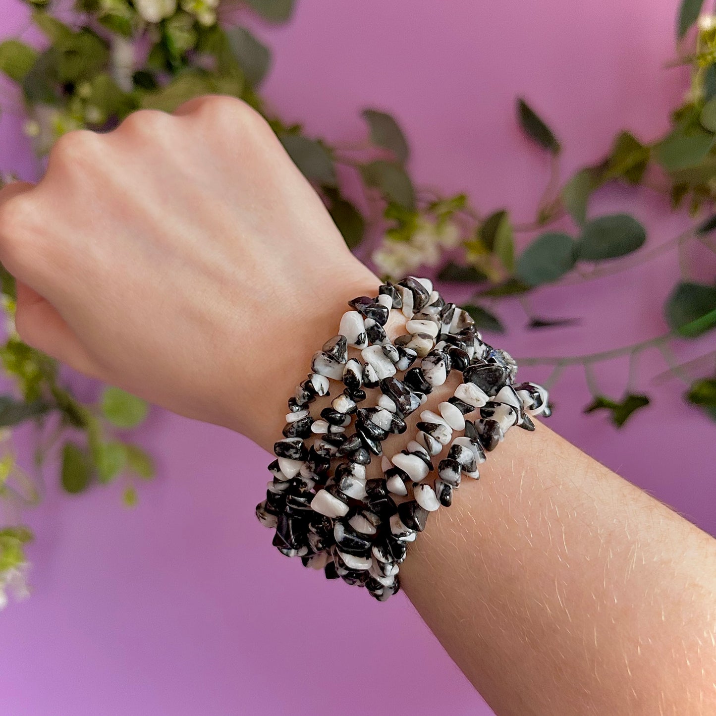 zebra jasper chip bracelets