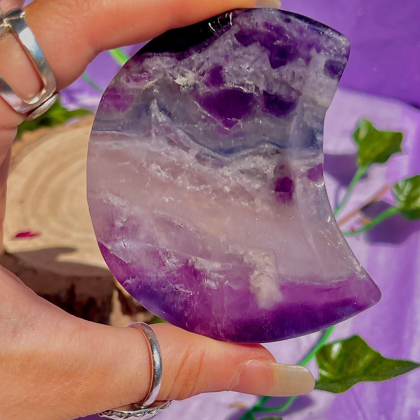 rainbow fluorite moon bowl B