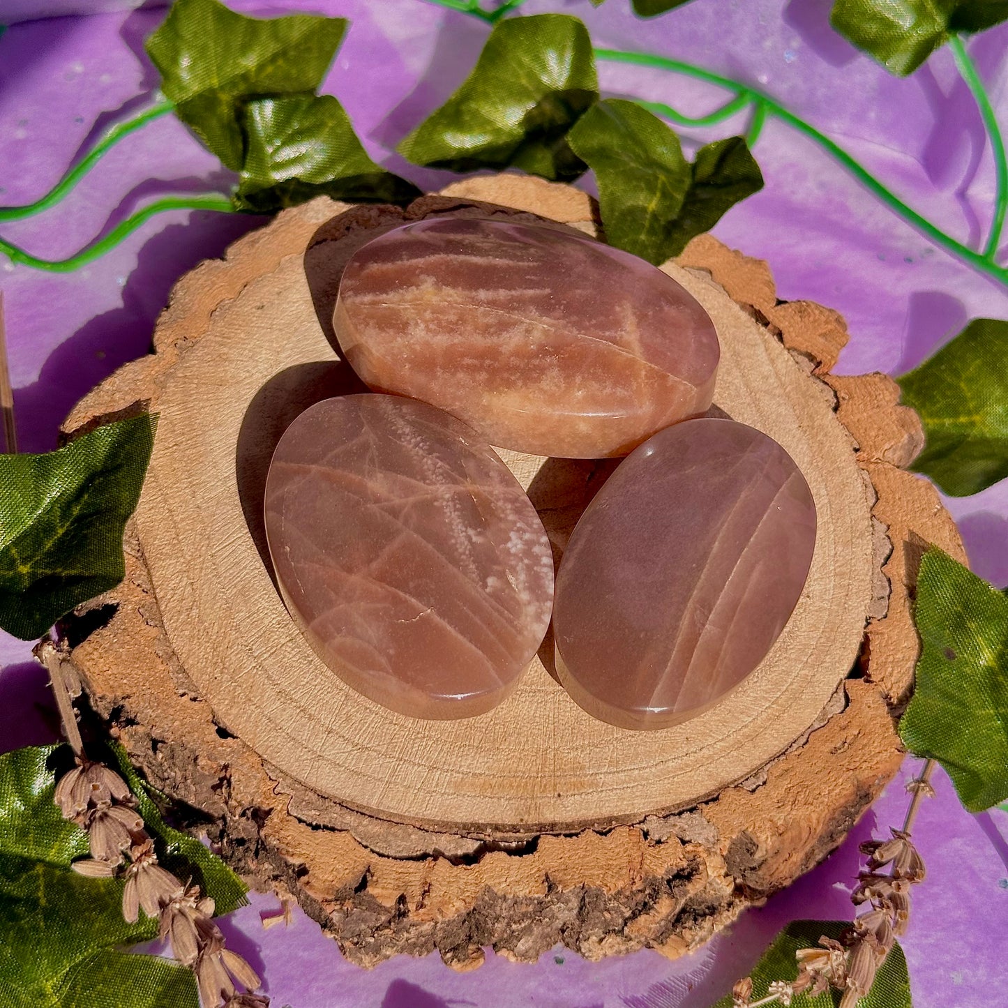 moonstone & sunstone palm stones ~ intuitively chosen