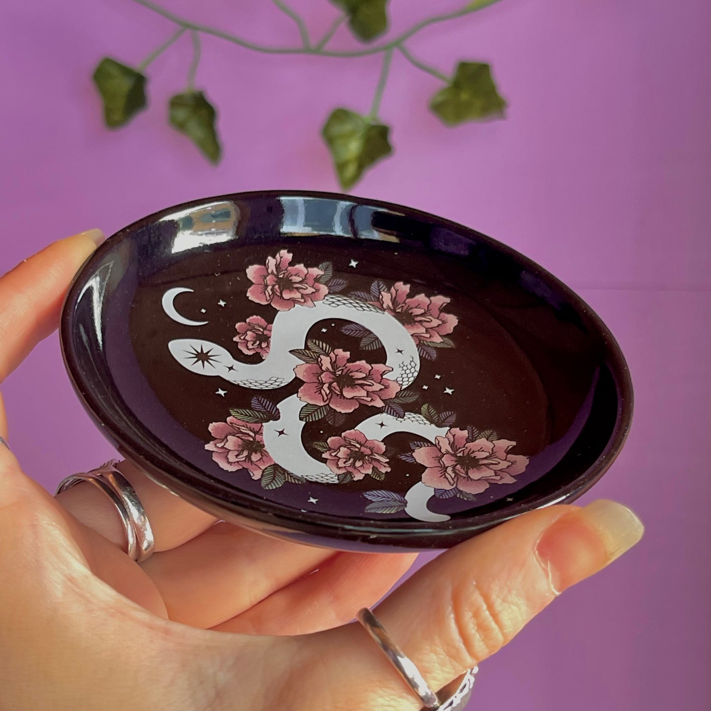 serpentine floral snake trinket dish