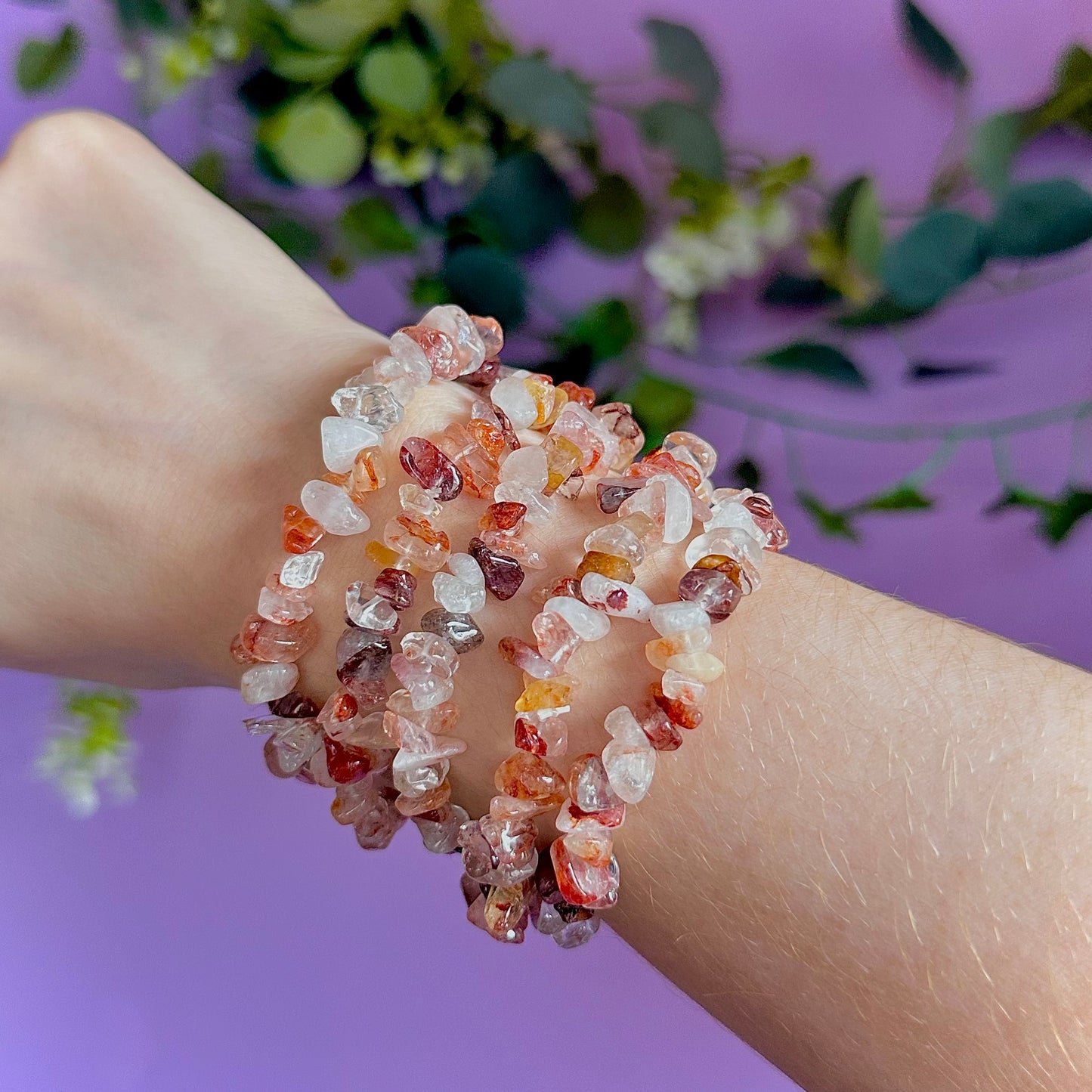 fire quartz chip bracelet