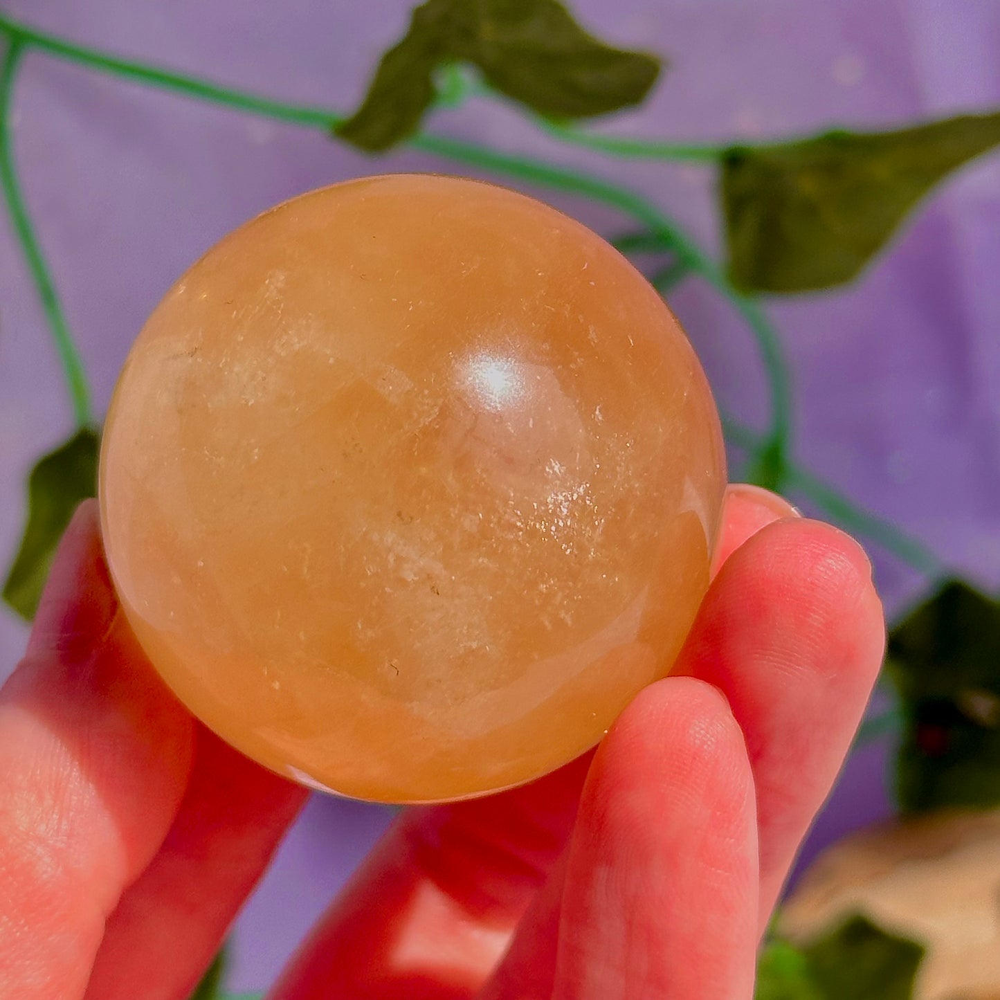 honey calcite sphere