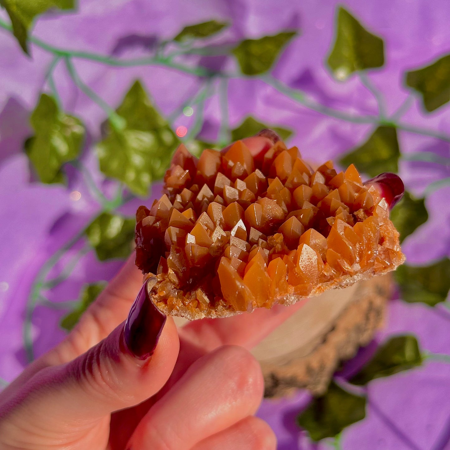 orange calcite cluster specimen C