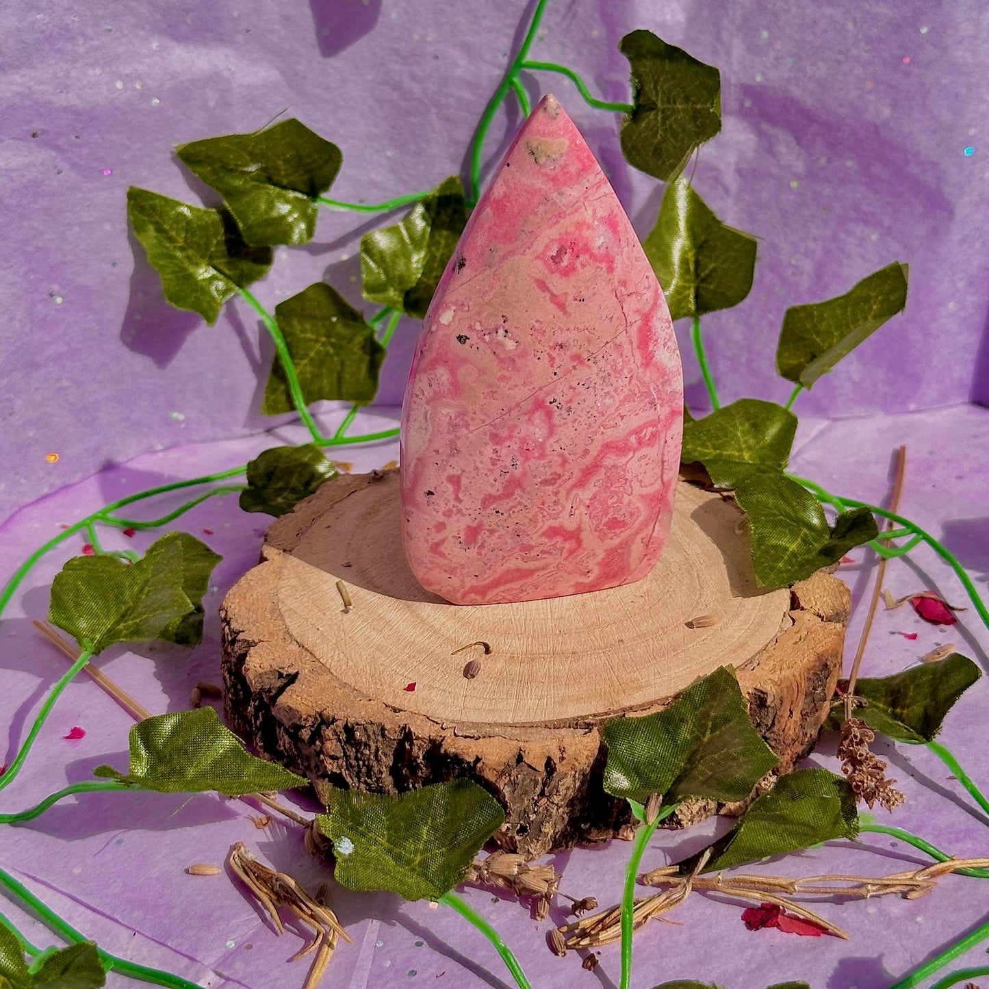 peruvian rhodonite teardrop carving