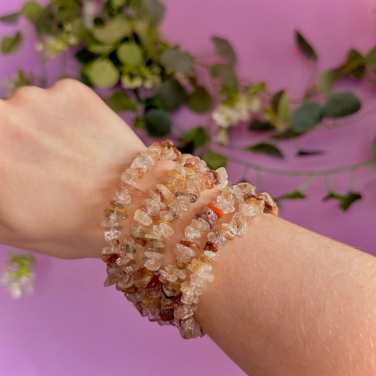 copper rutile chip bracelet