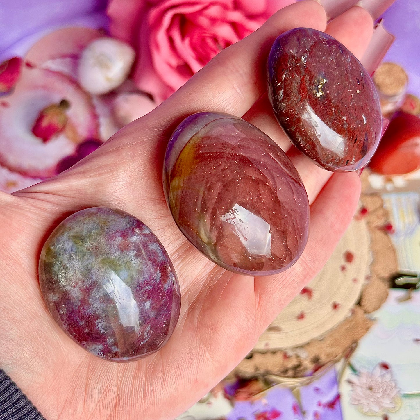 pierres de poche de jaspe océanique rouge ~ choisissez la vôtre
