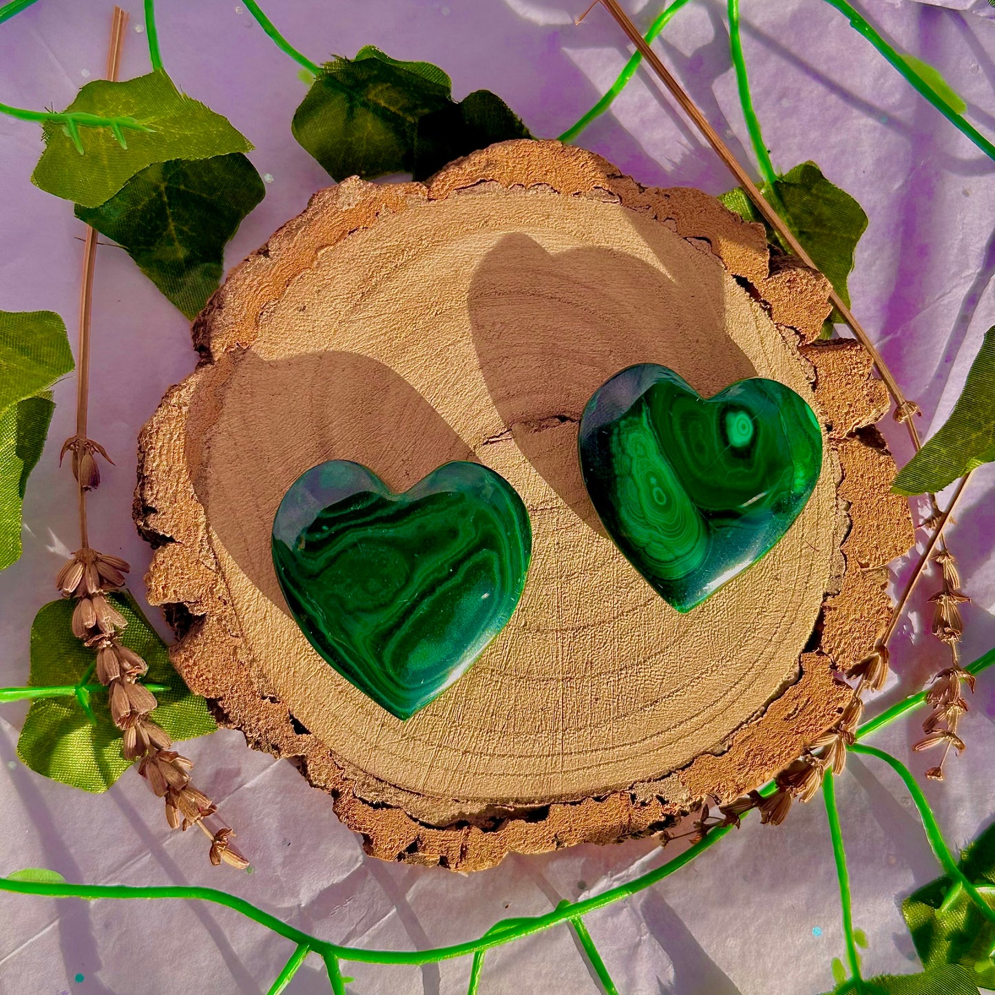 malachite heart carvings ~ intuitively chosen