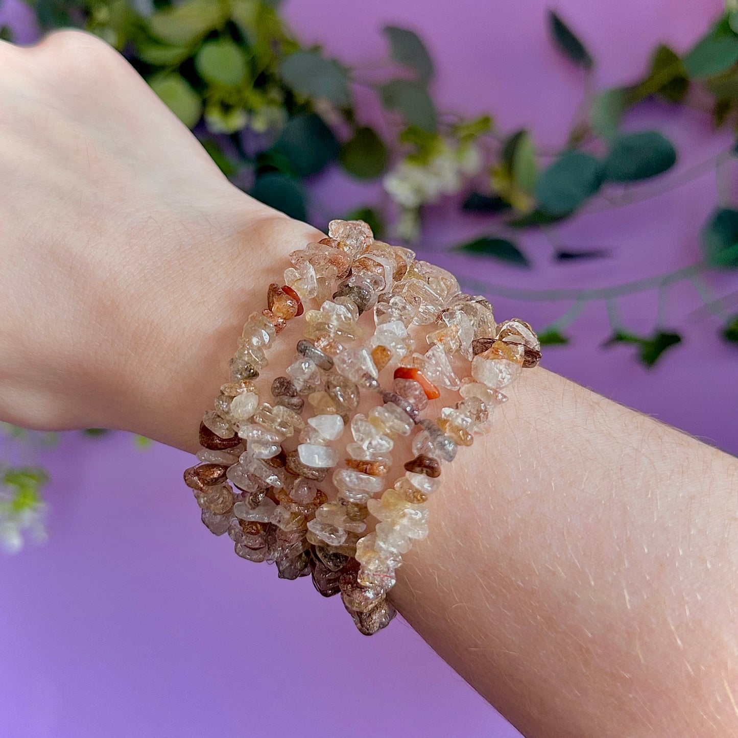 copper rutile chip bracelet