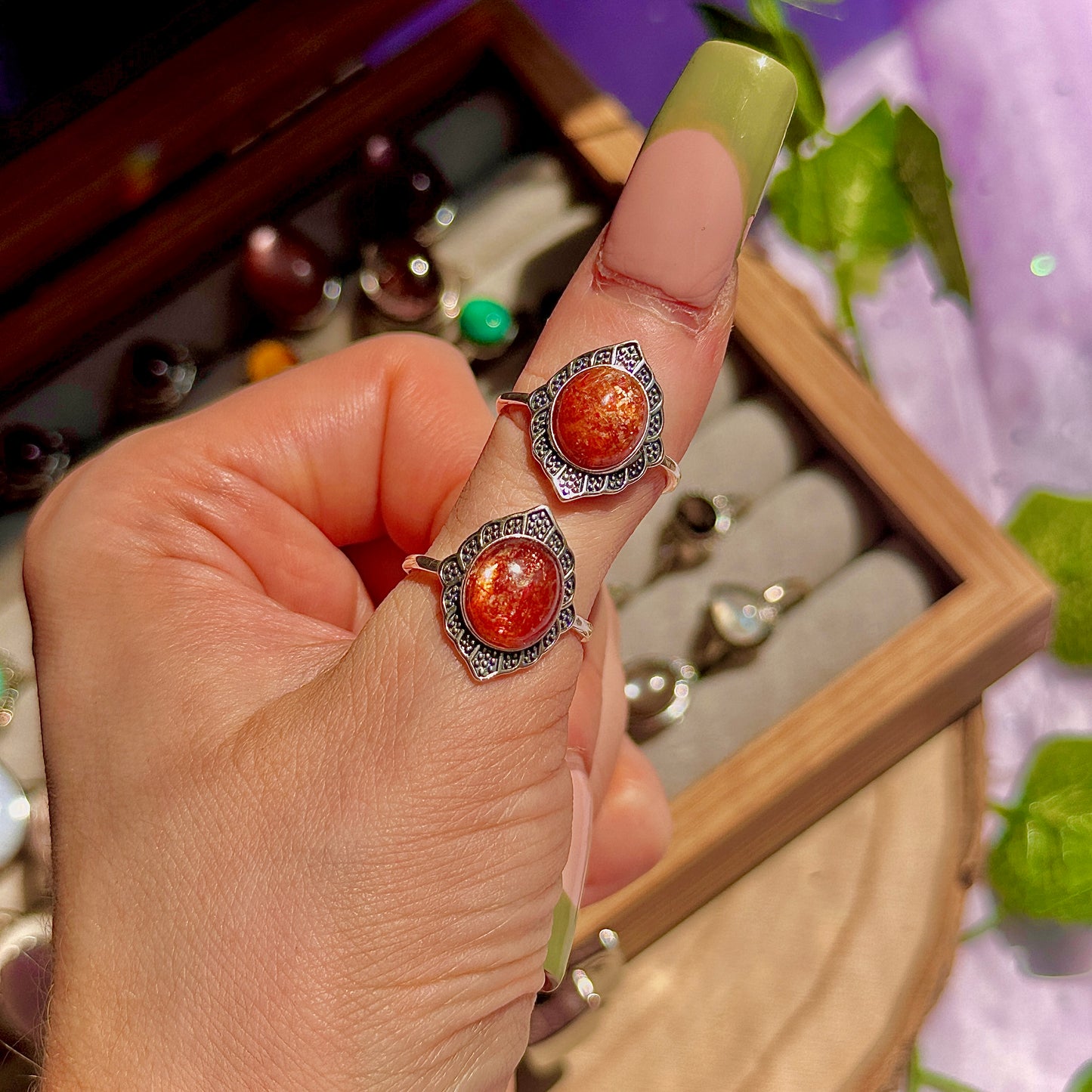 sunstone 925 sterling silver adjustable ring