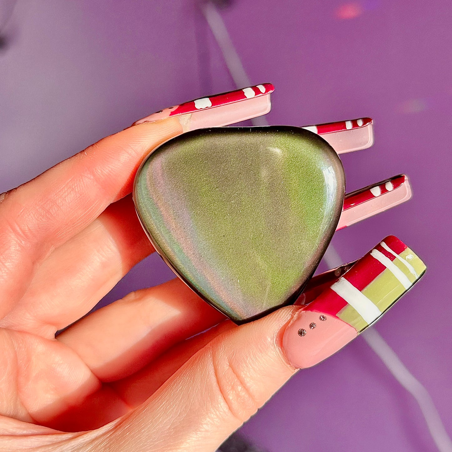 rainbow obsidian heart carvings C & D