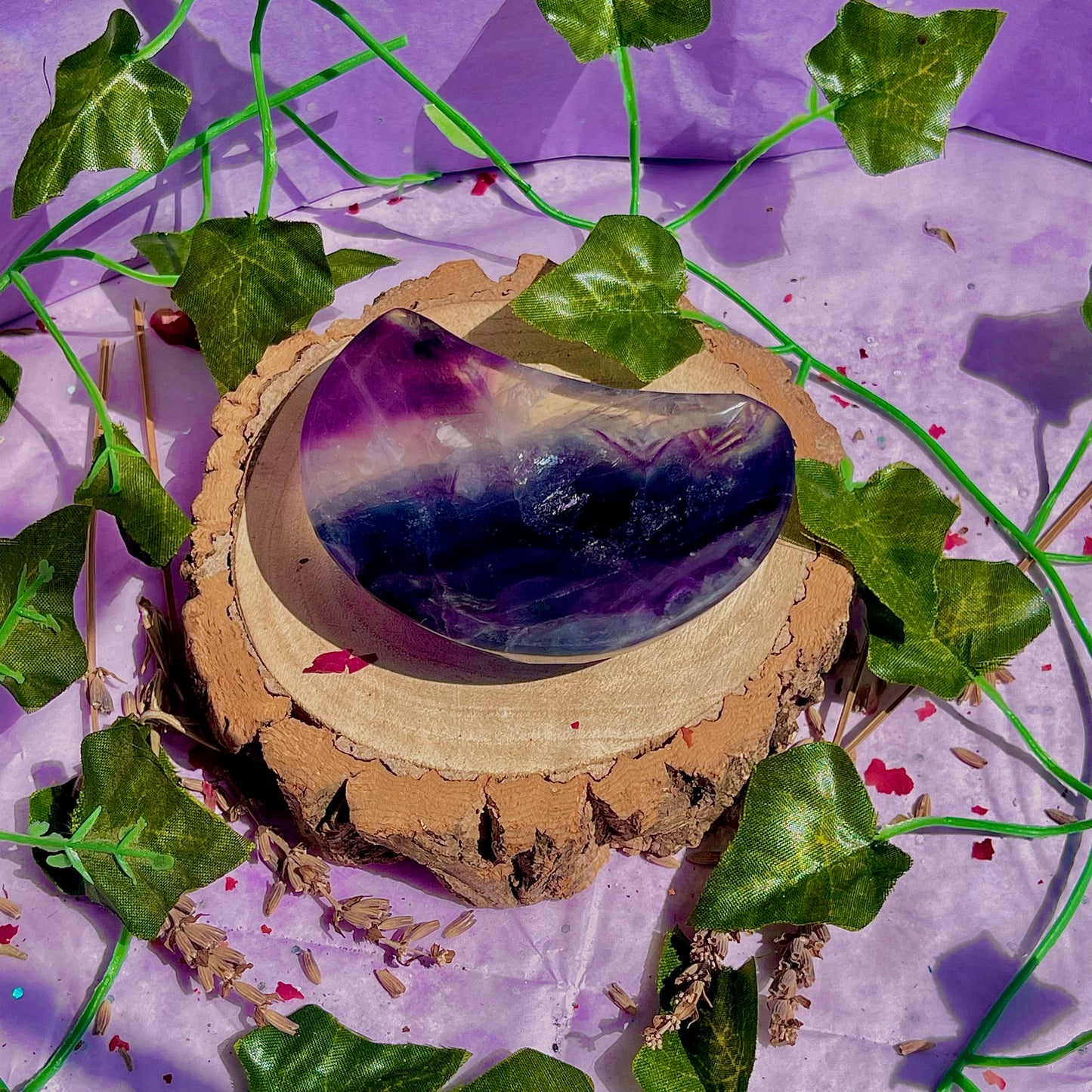 rainbow fluorite moon bowl D
