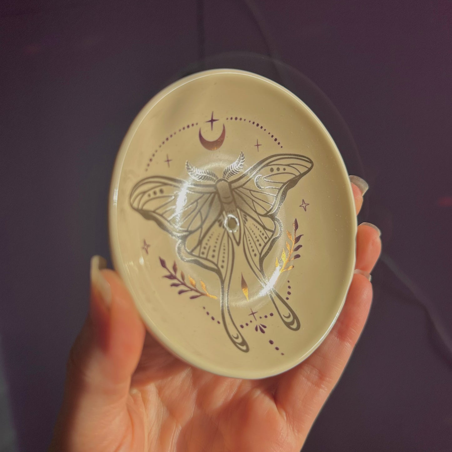luna moth ceramic incense holder