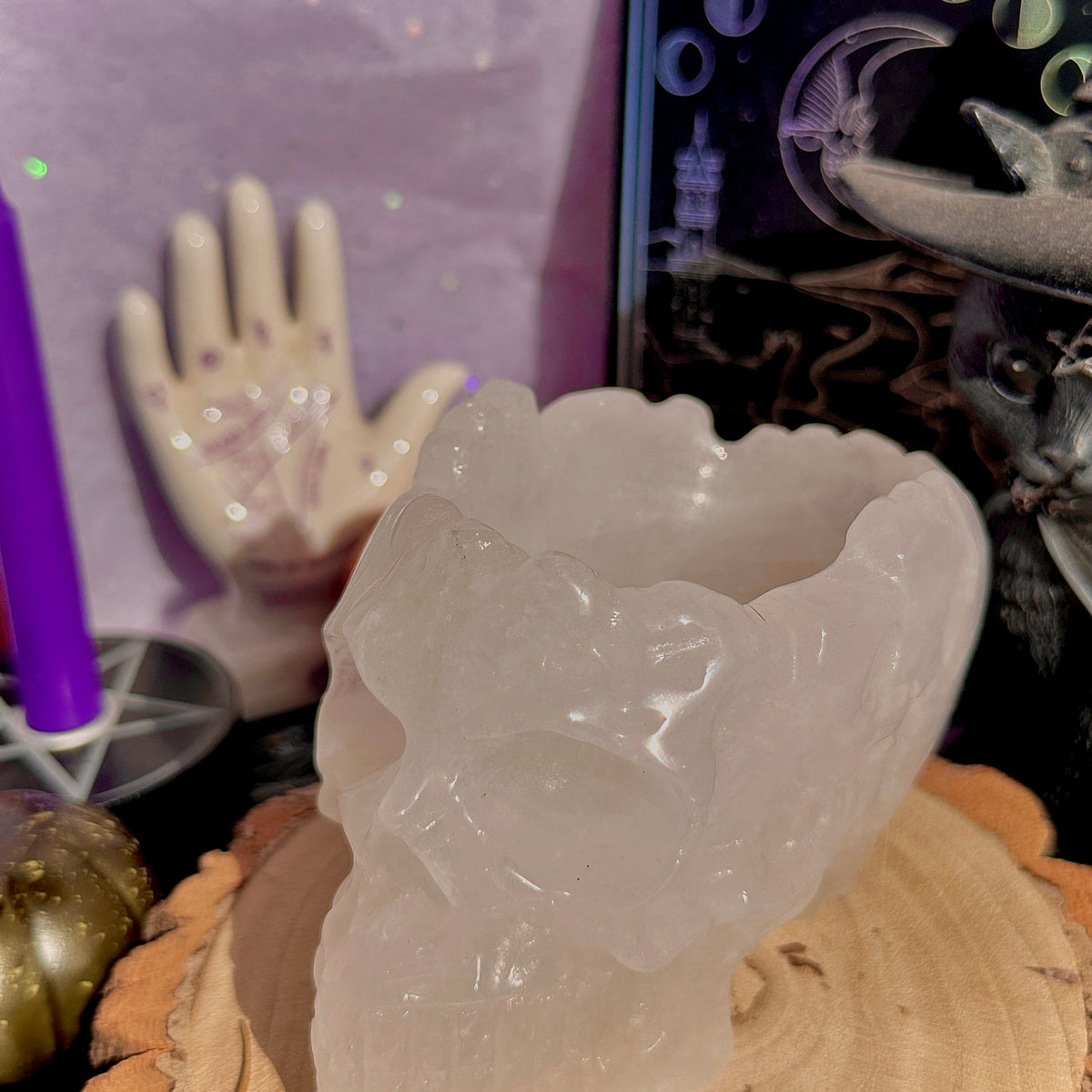 quartz skull bowl carving