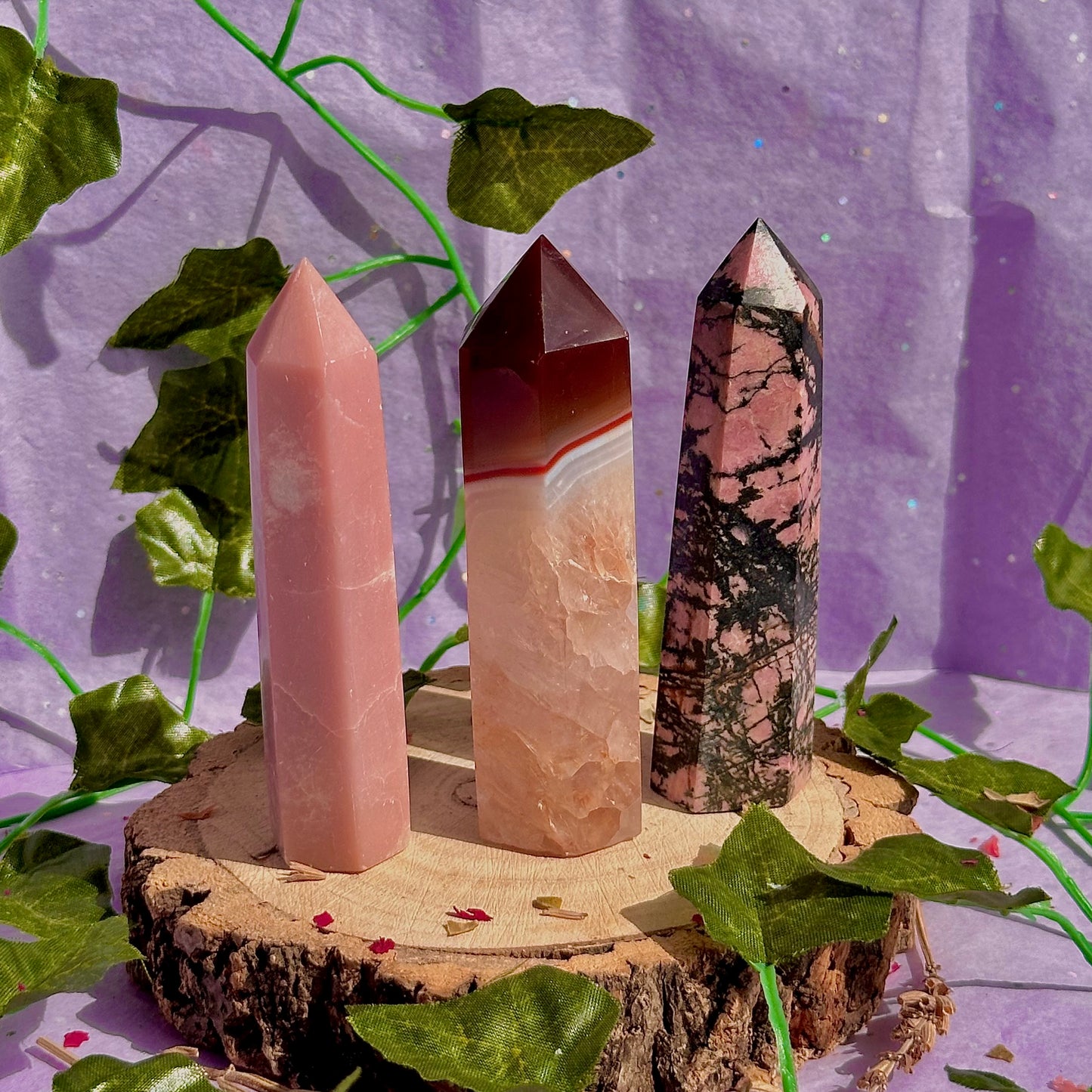 pink/red towers ~ pink opal, rhodonite & carnelian ~ choose your own