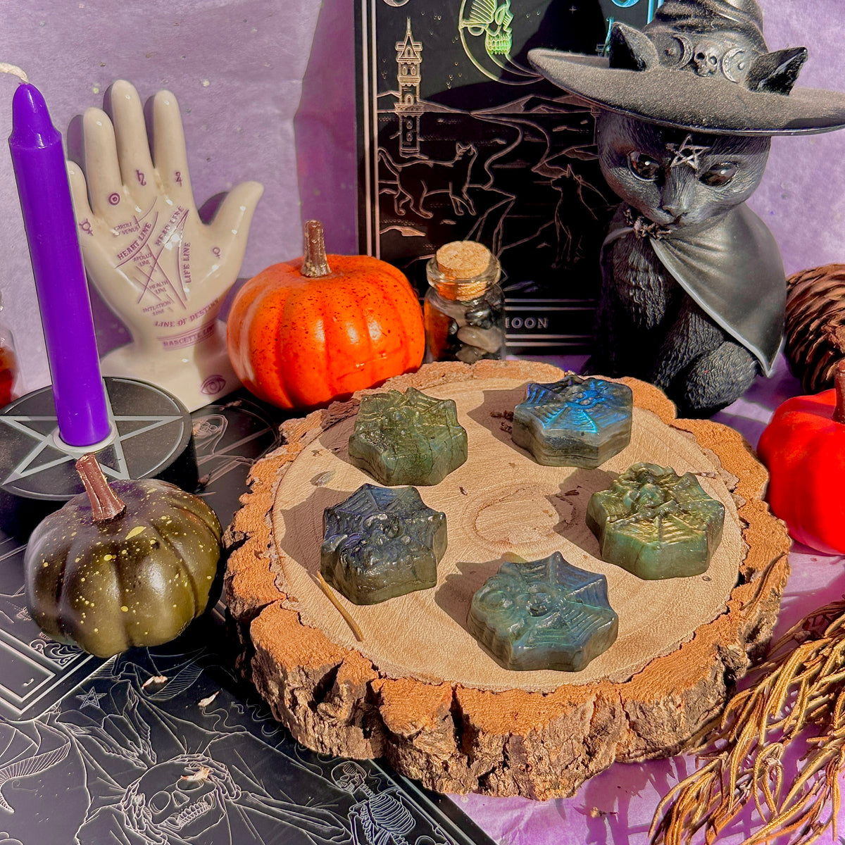 labradorite mini spider with carving ~ intuitively chosen