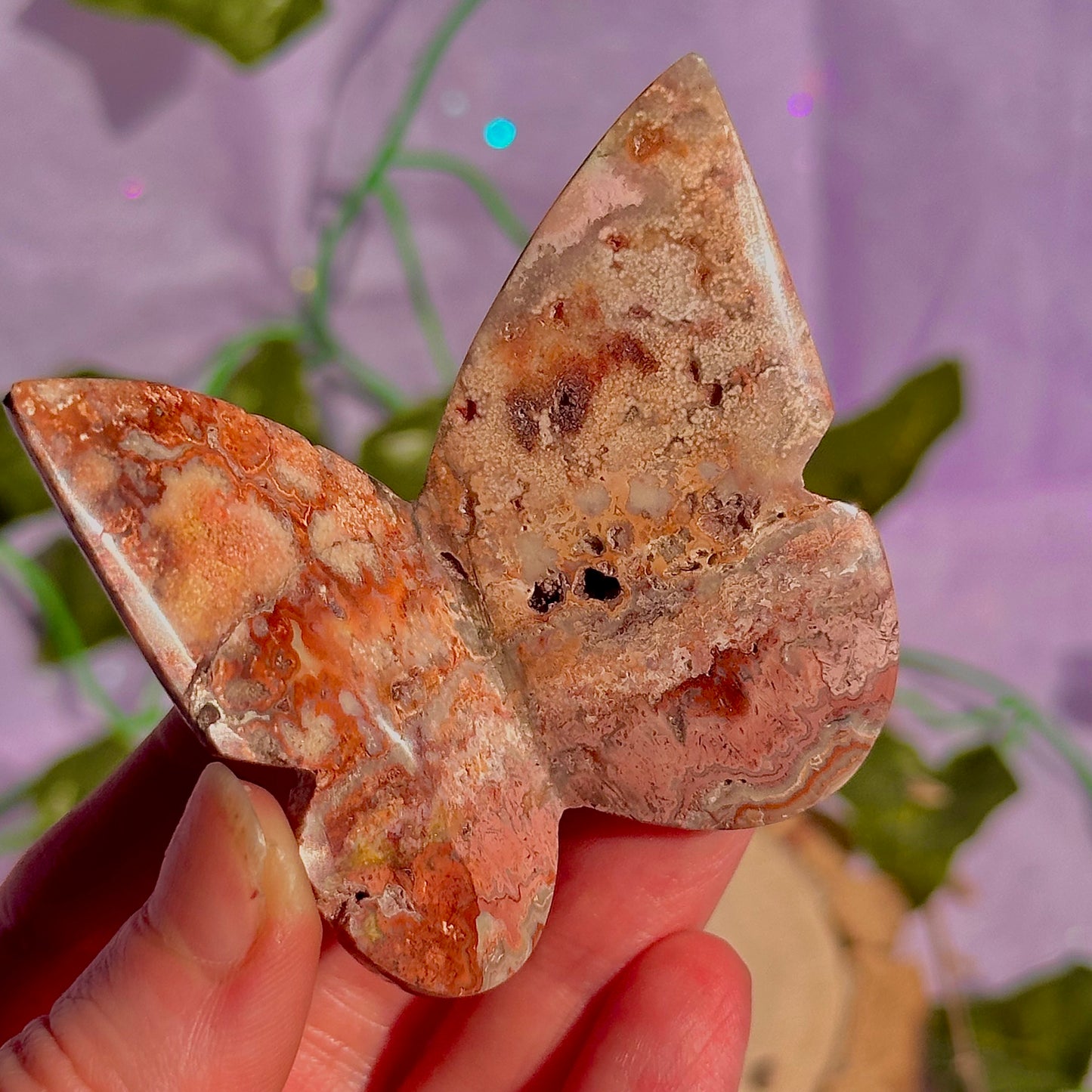 indonesian rare pink lace agate butterflies, self standing ~ choose your own