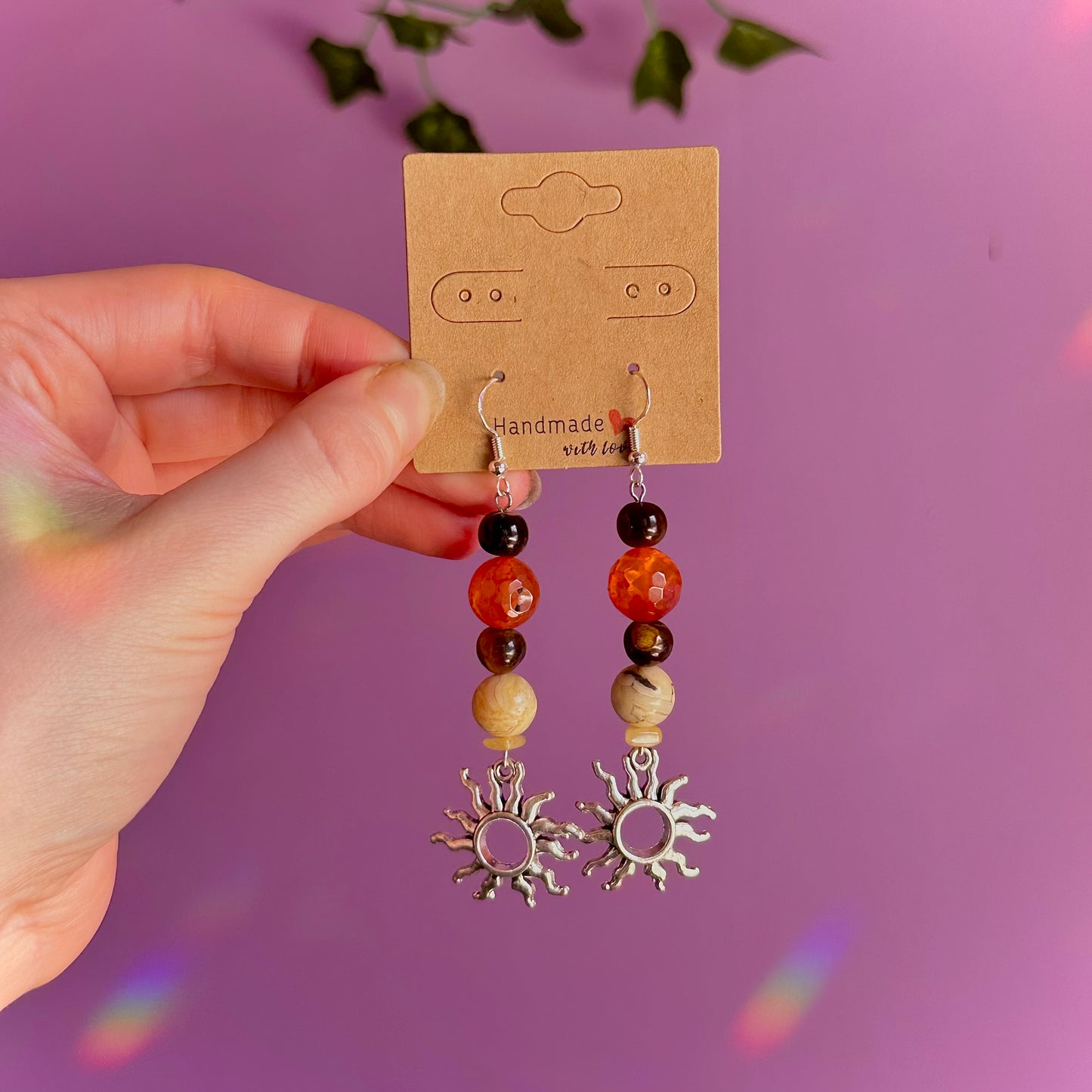 sunny days earrings on 925 hooks ~ tigers eye, crazy lace agate, carnelian and golden healer