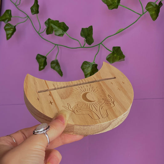 mystical hands moon tarot card stand