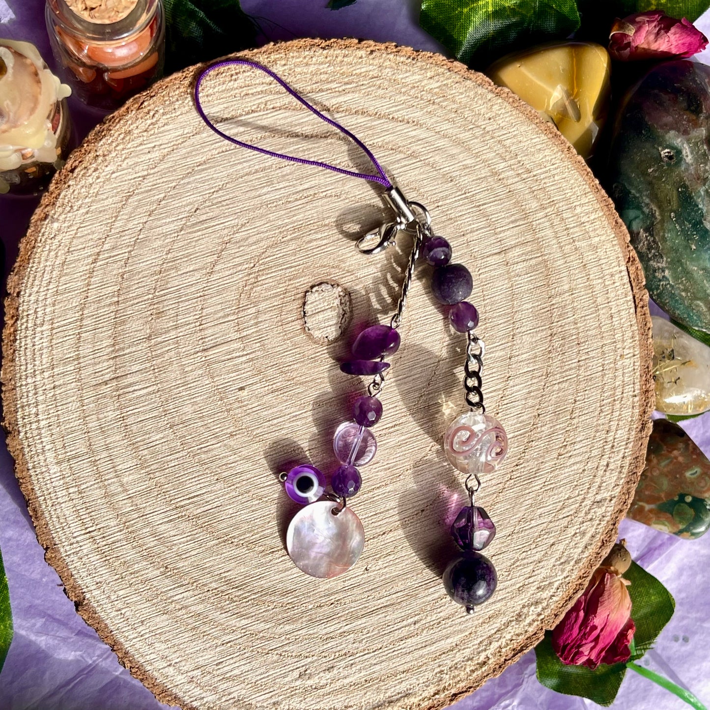 purple phone charm