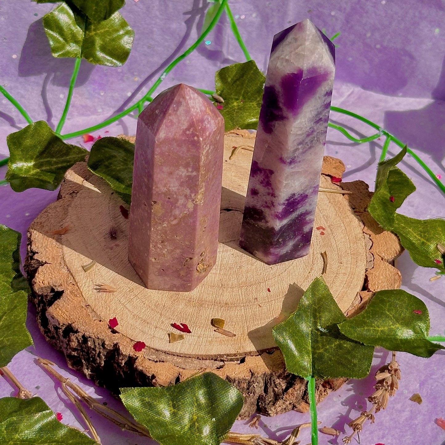 purple towers ~ lepidolite & phosphosiderite ~ choose your own