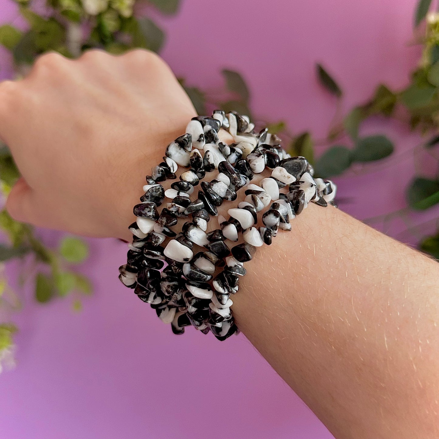 zebra jasper chip bracelets