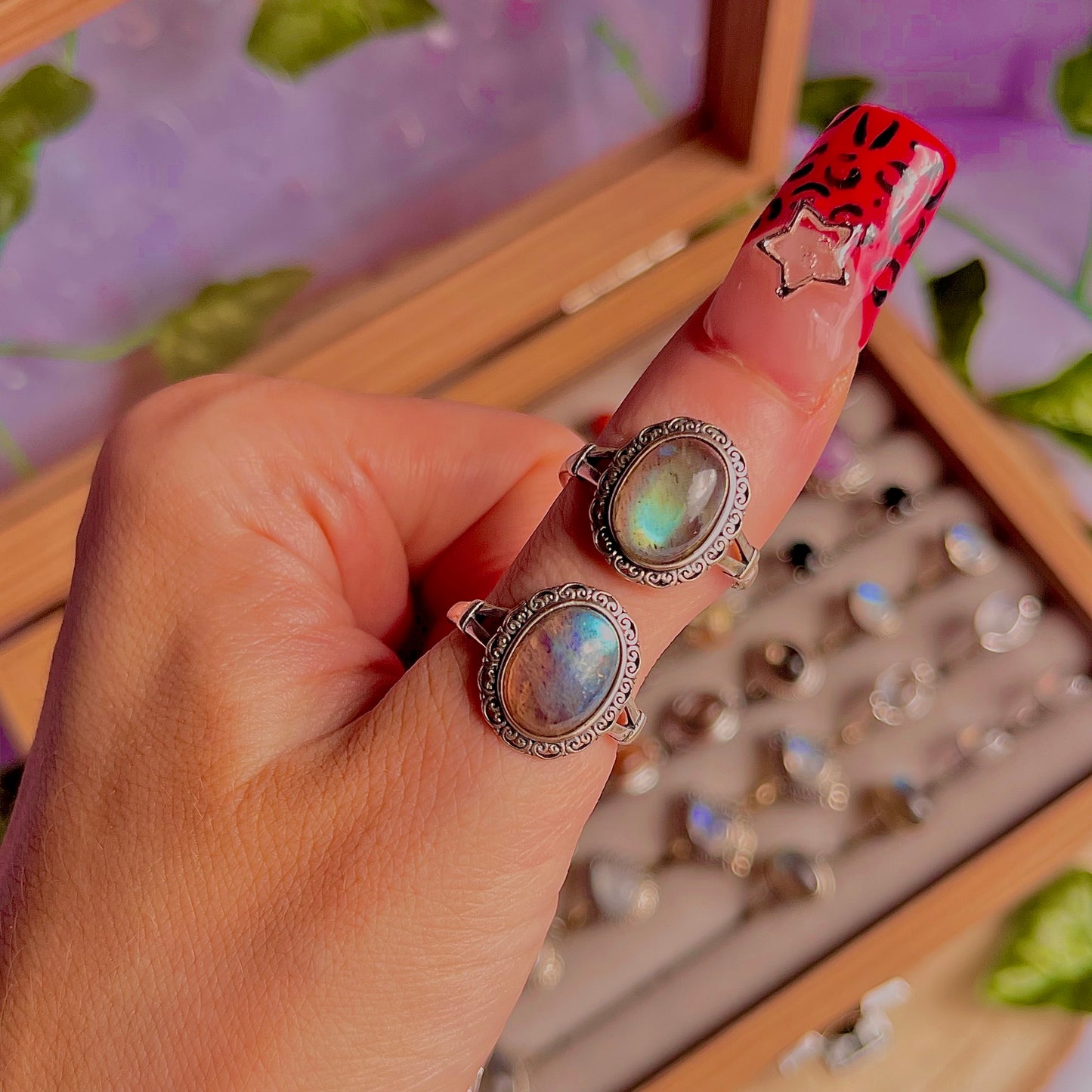 labradorite style B ~ 925 sterling silver adjustable rings / intuitively chosen