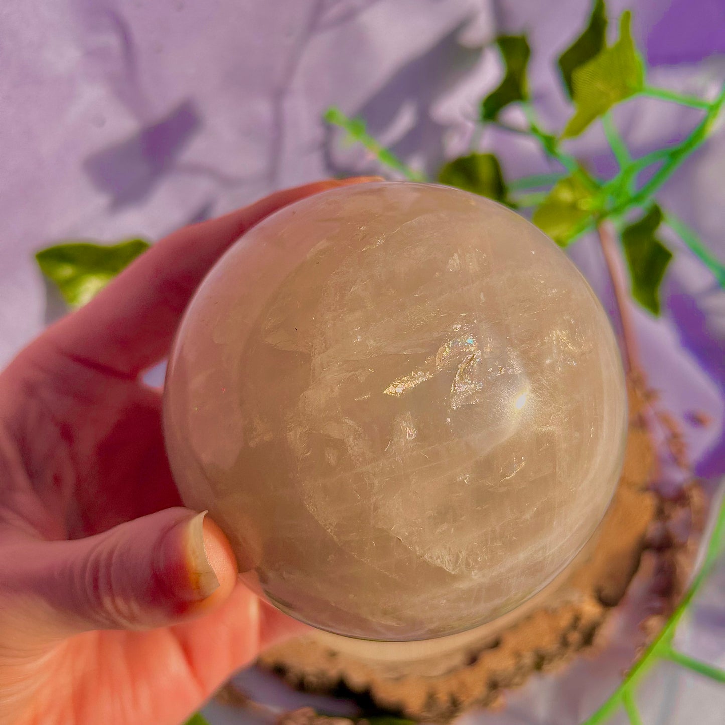 sphère de quartz rose bleu ~ 626g