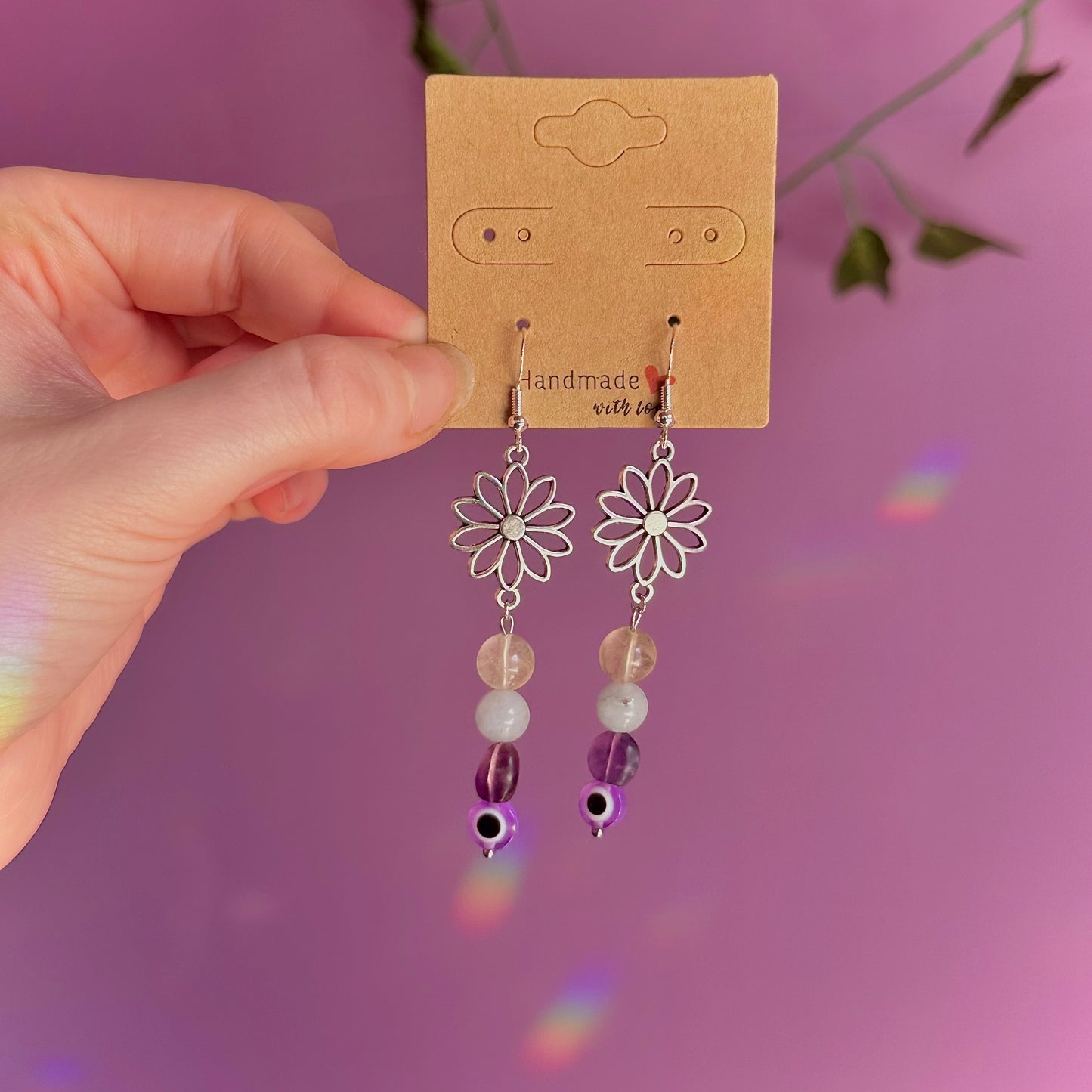 bloom earrings on 925 hooks ~ fluorite, aquamarine, calcite