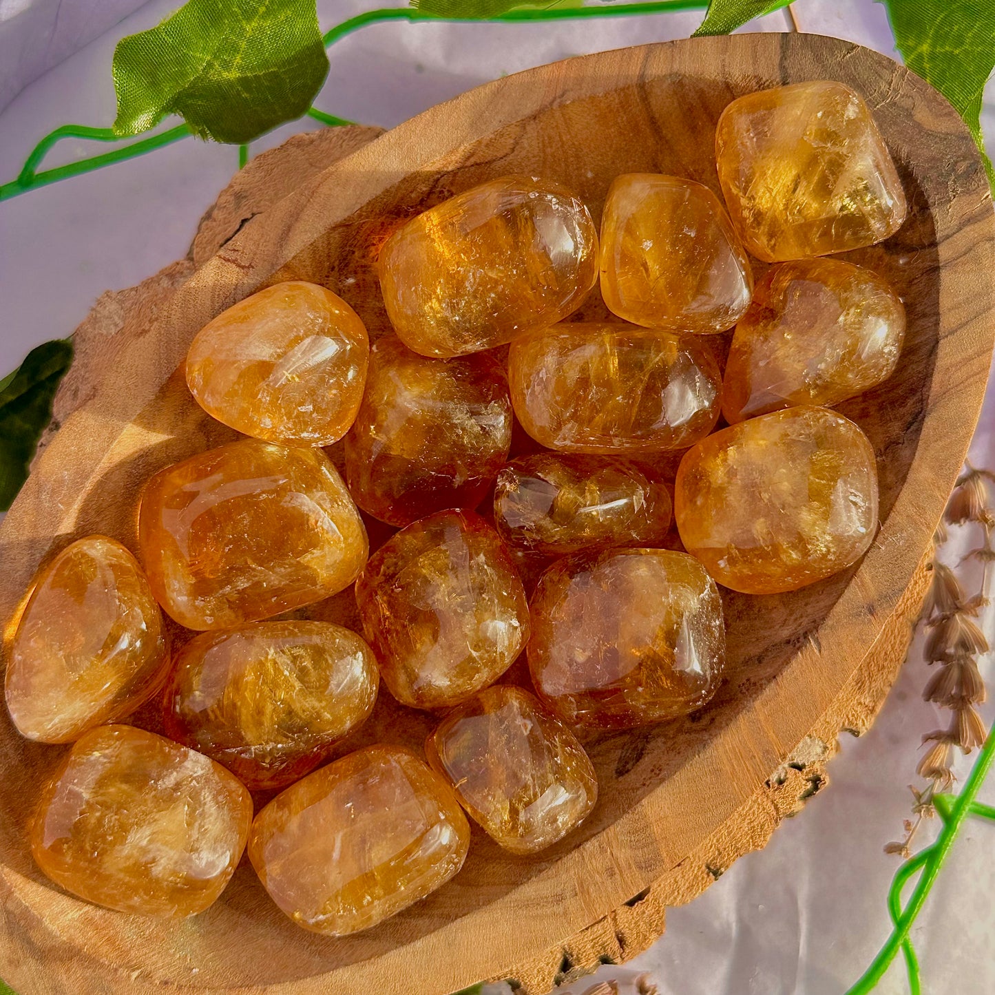 honey calcite tumbles