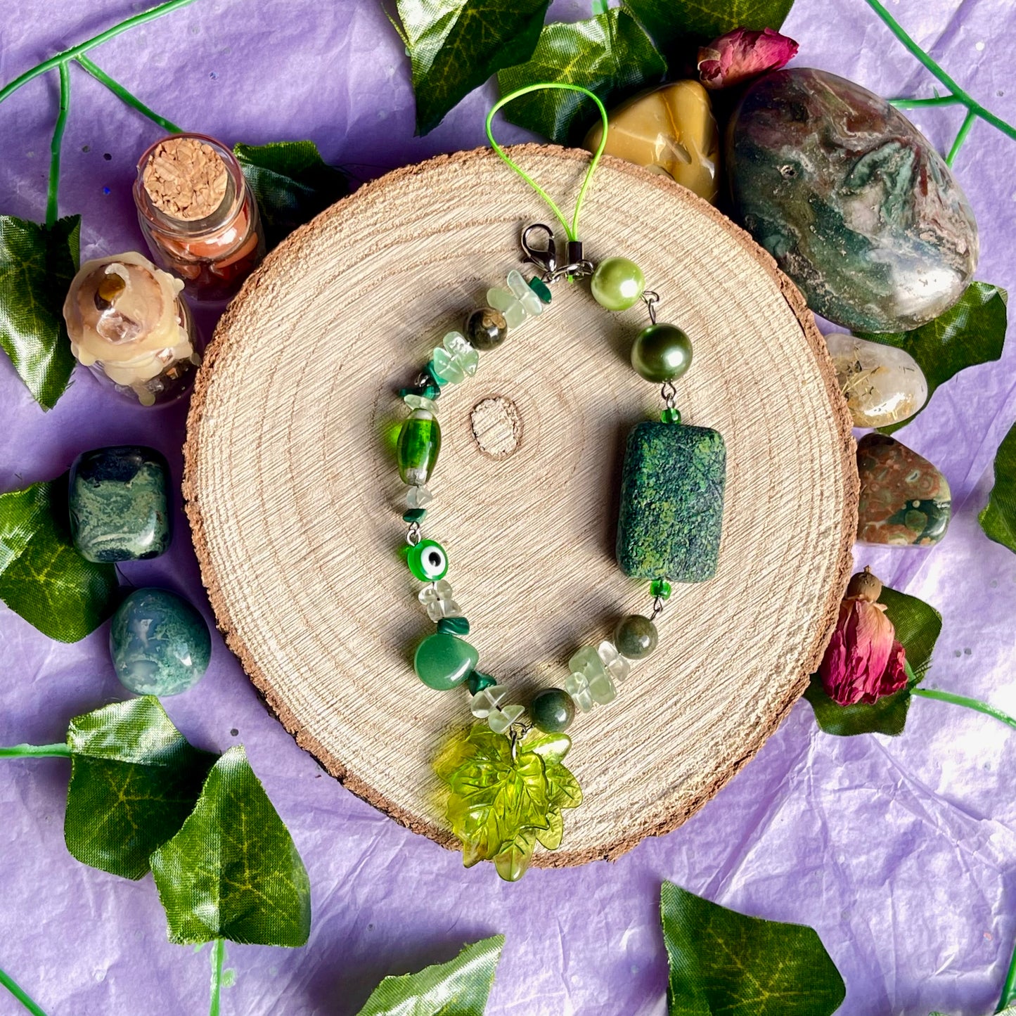 green phone charm