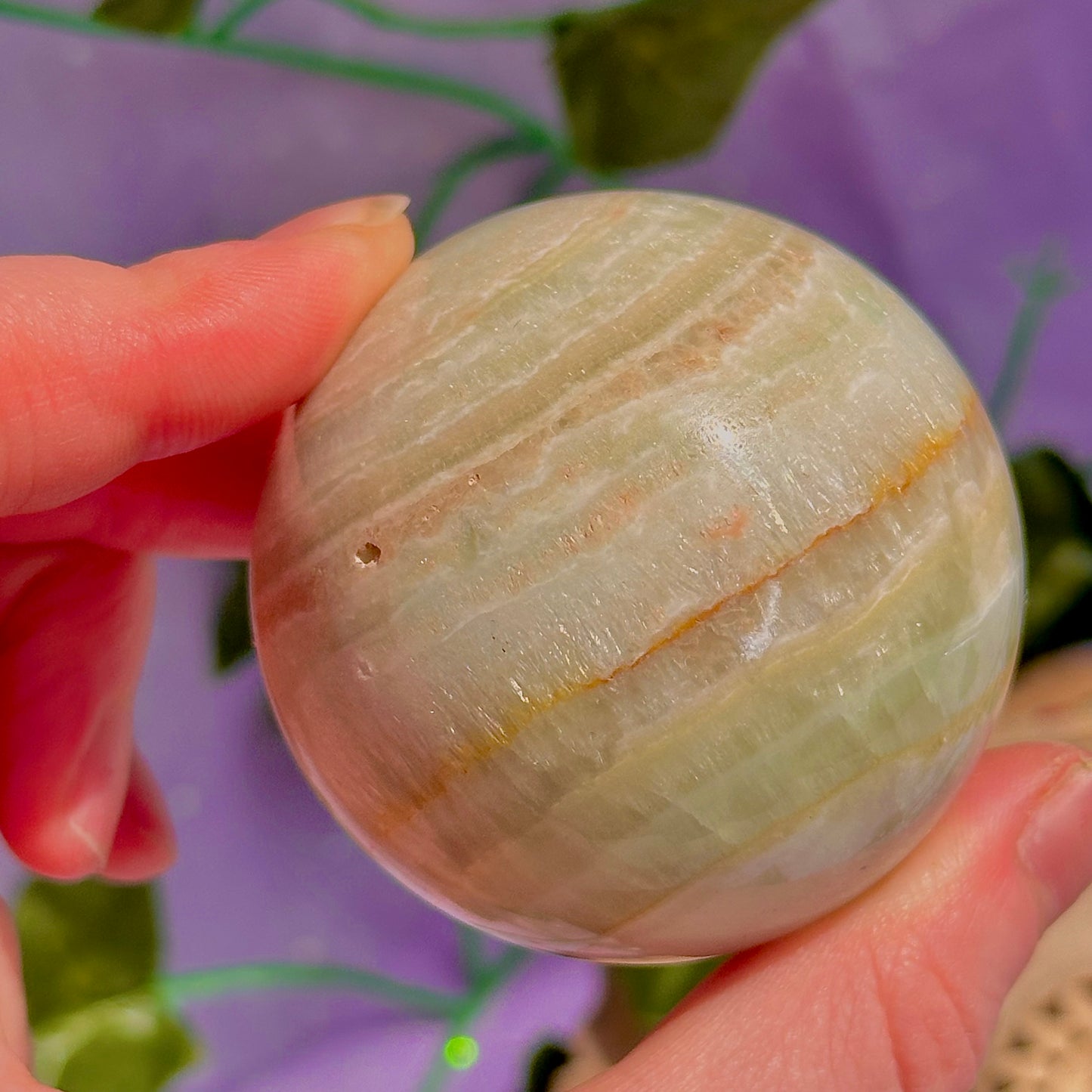pistachio calcite sphere