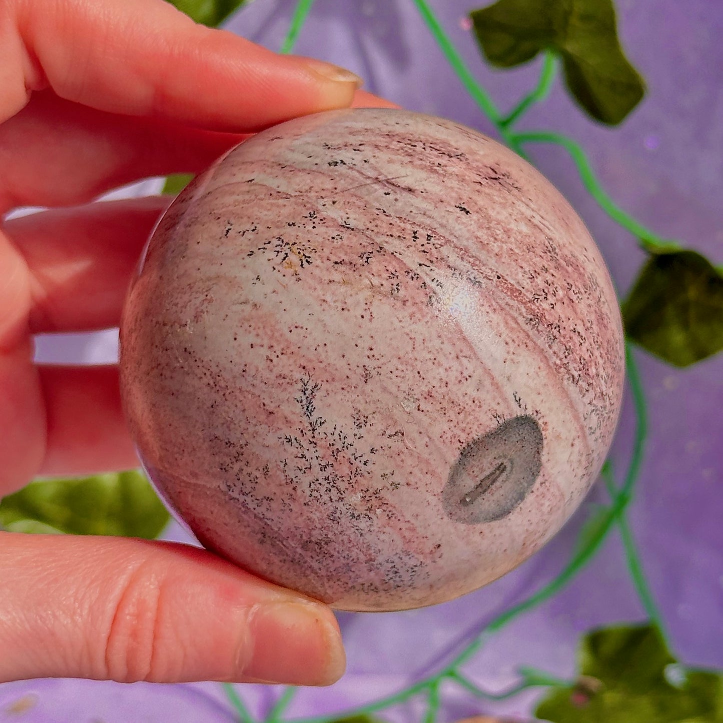 pink picture jasper sphere