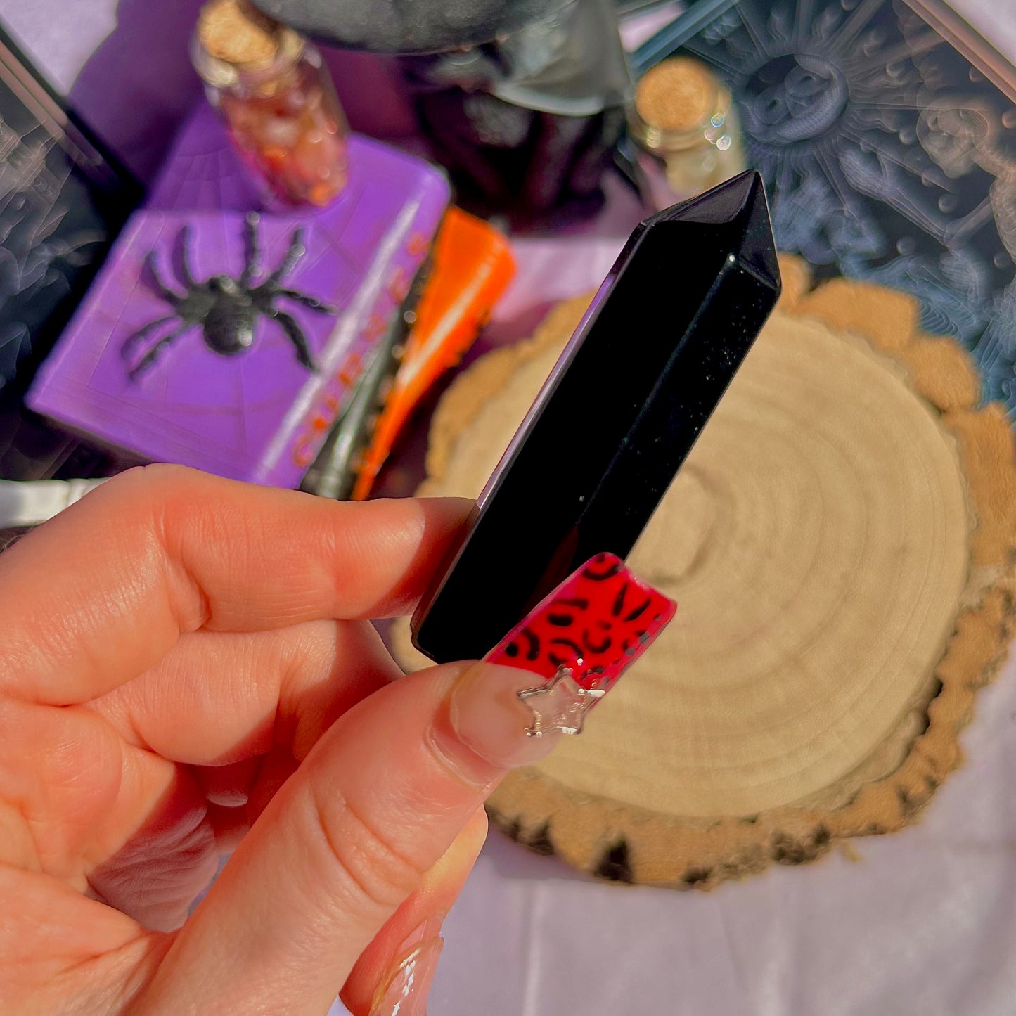 black obsidian point