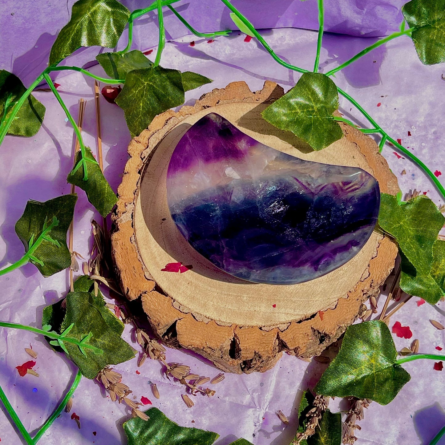 rainbow fluorite moon bowl D