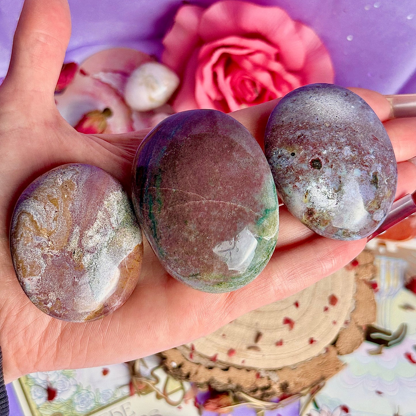 pastel ocean jasper palm stones ~ choose your own