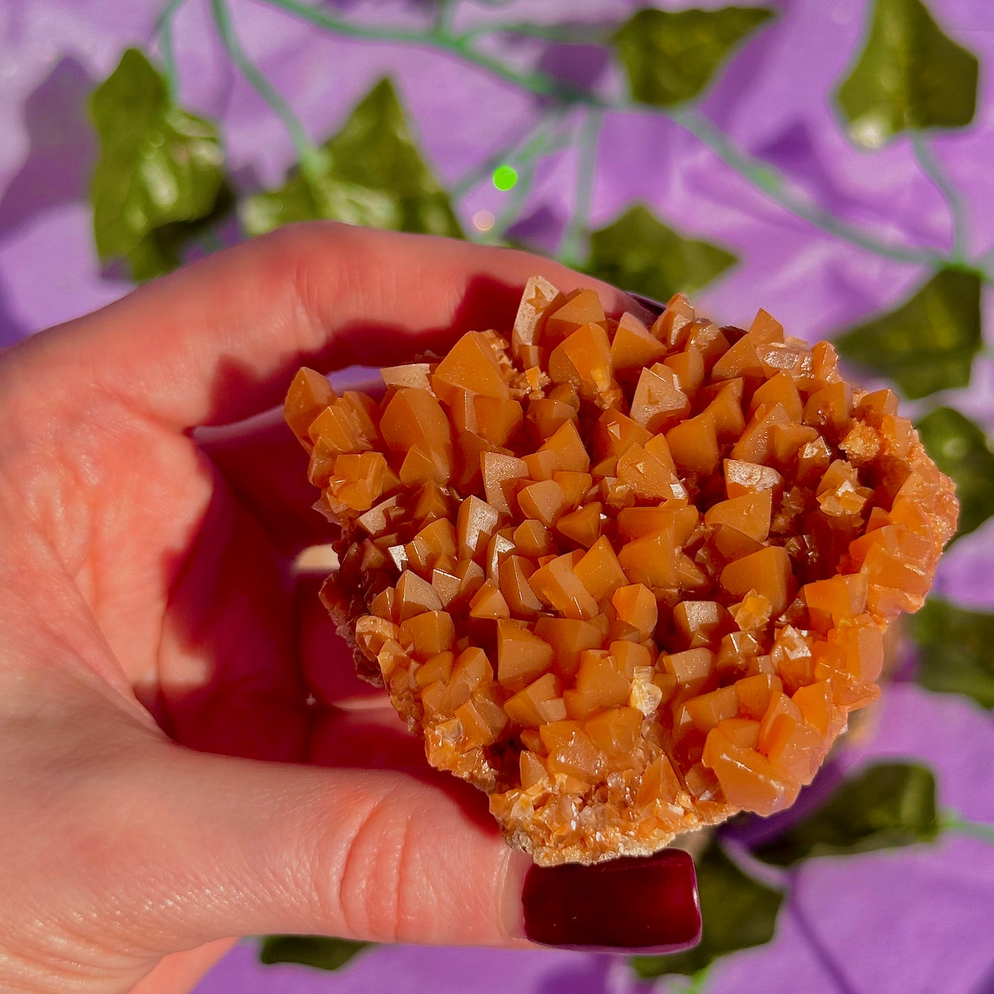 orange calcite cluster specimen C