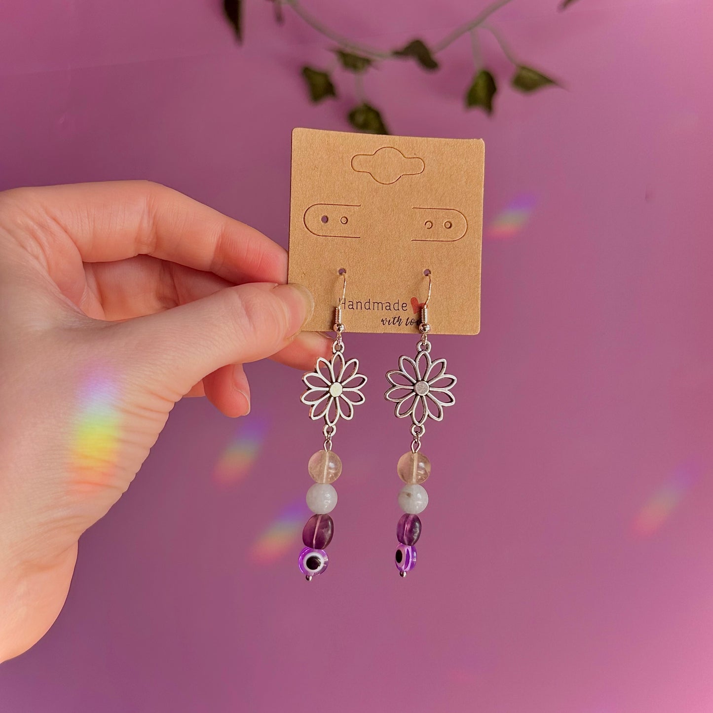 bloom earrings on 925 hooks ~ fluorite, aquamarine, calcite