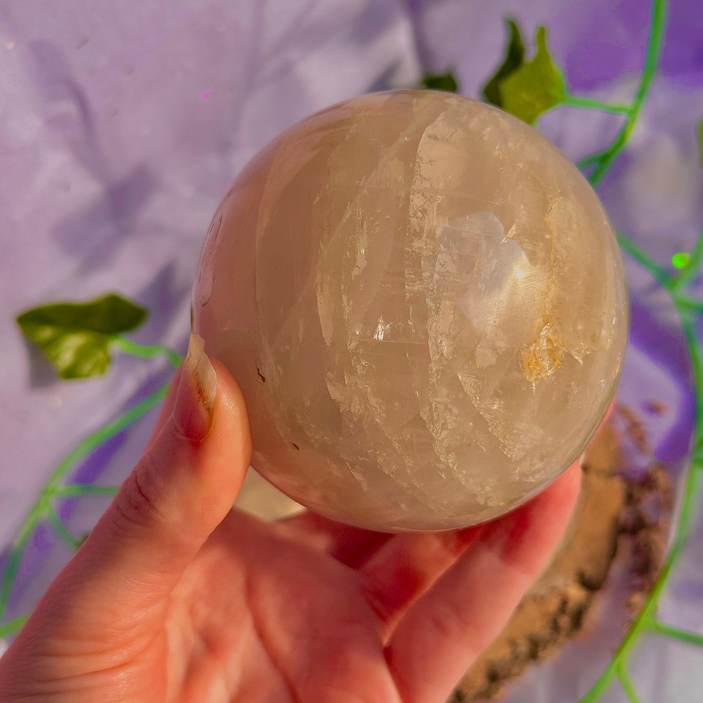 sphère de quartz rose bleu ~ 626g