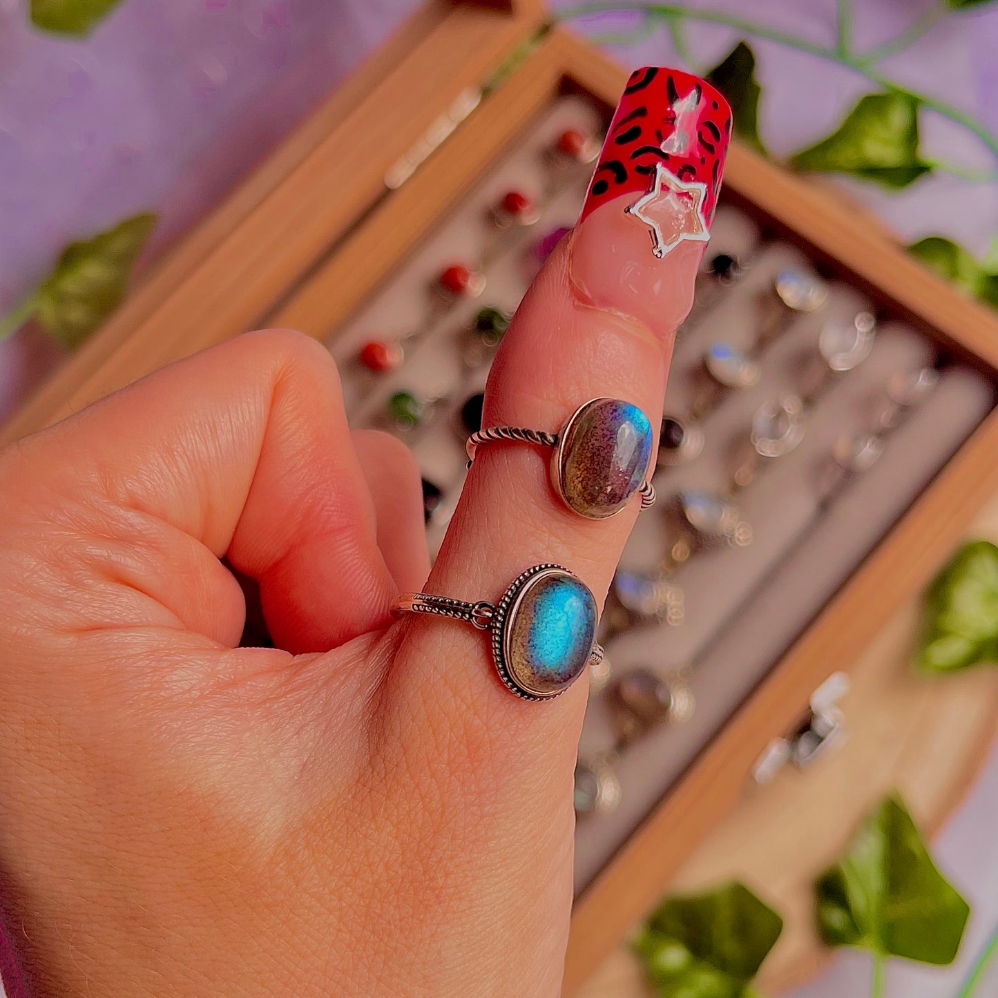 labradorite style C ~ 925 sterling silver adjustable rings / choose your own