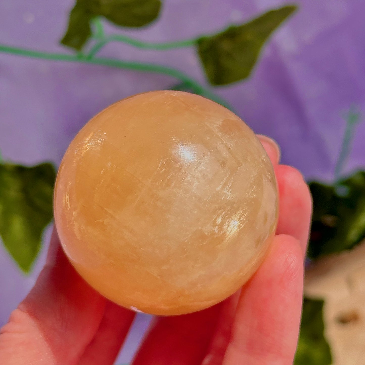 honey calcite sphere