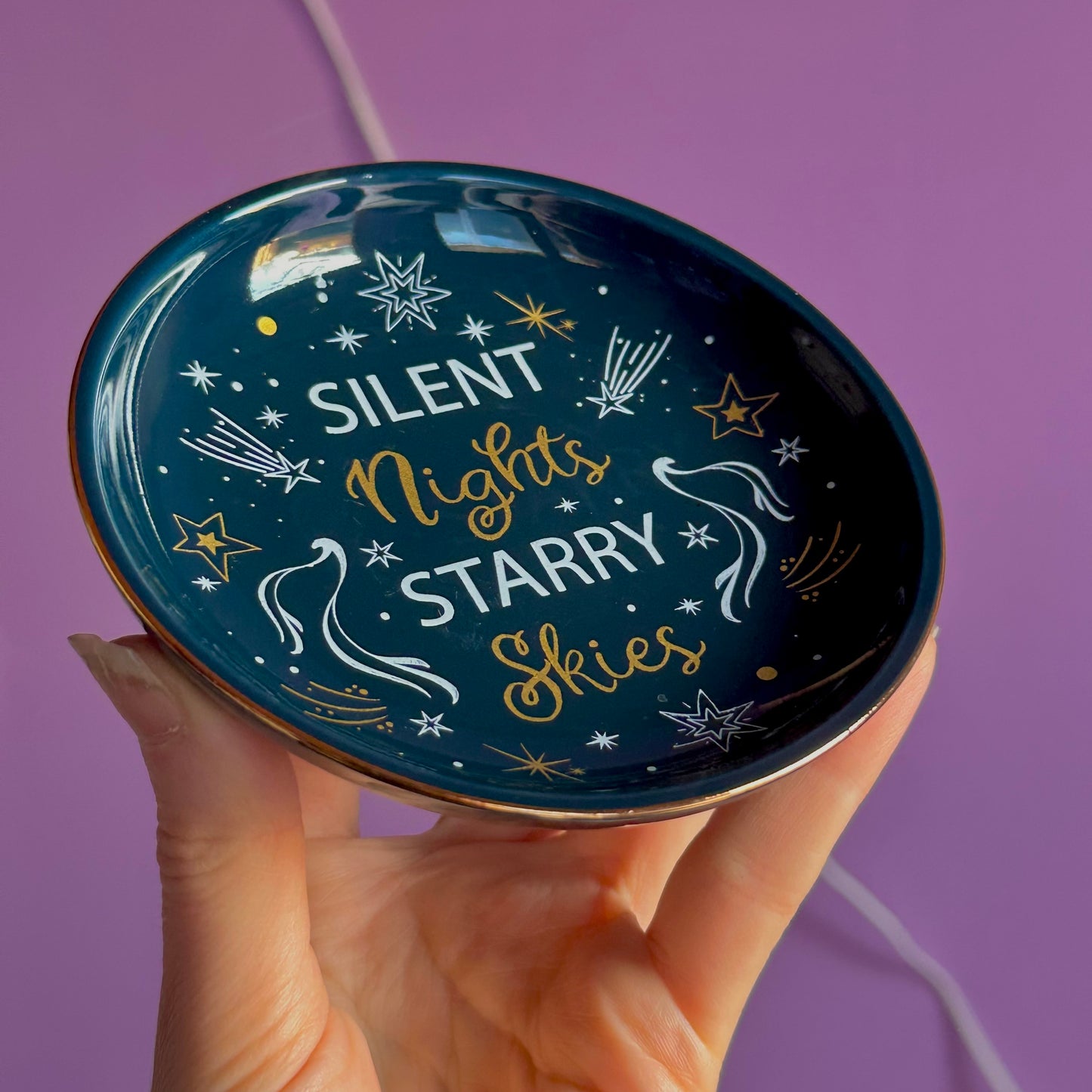 silent night starry skies trinket dish