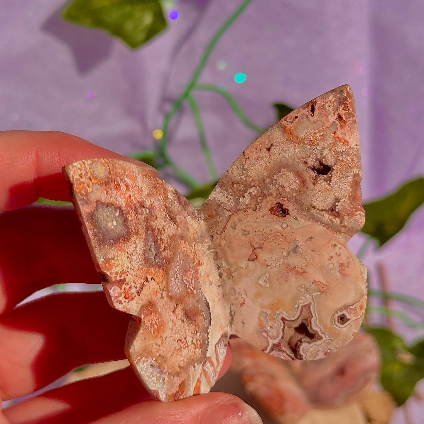 indonesian rare pink lace agate butterflies, self standing ~ choose your own
