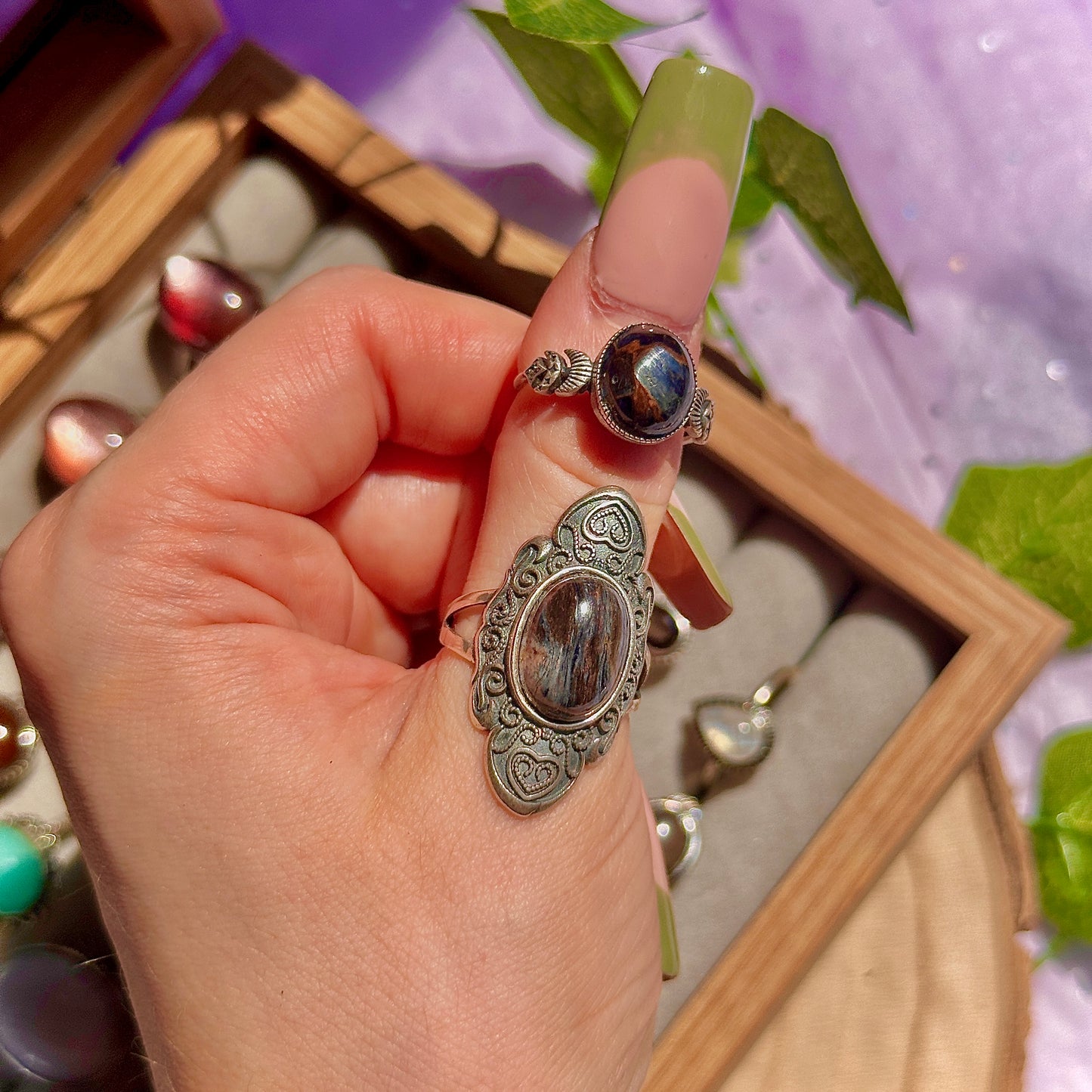 pietersite 925 sterling silver adjustable ring