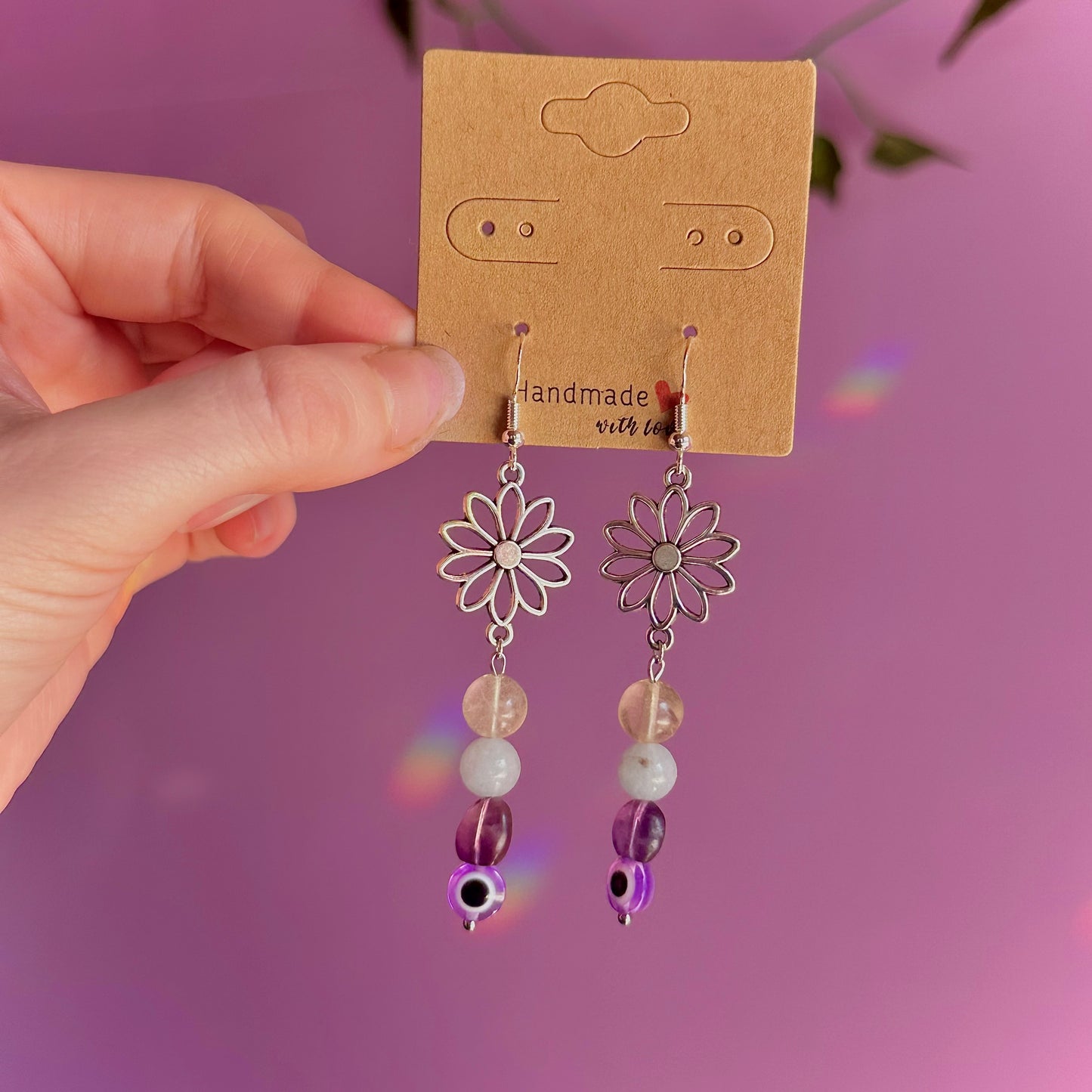 bloom earrings on 925 hooks ~ fluorite, aquamarine, calcite