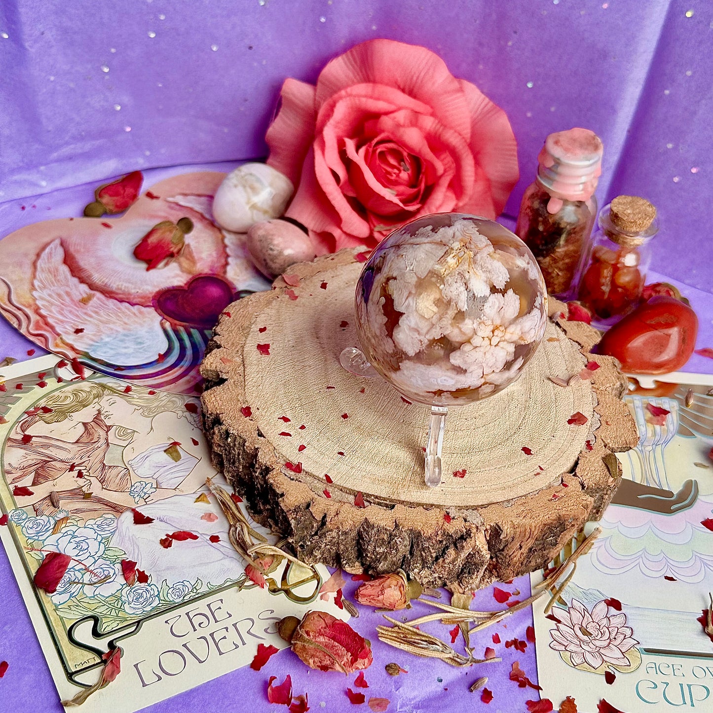 flower agate sphere A