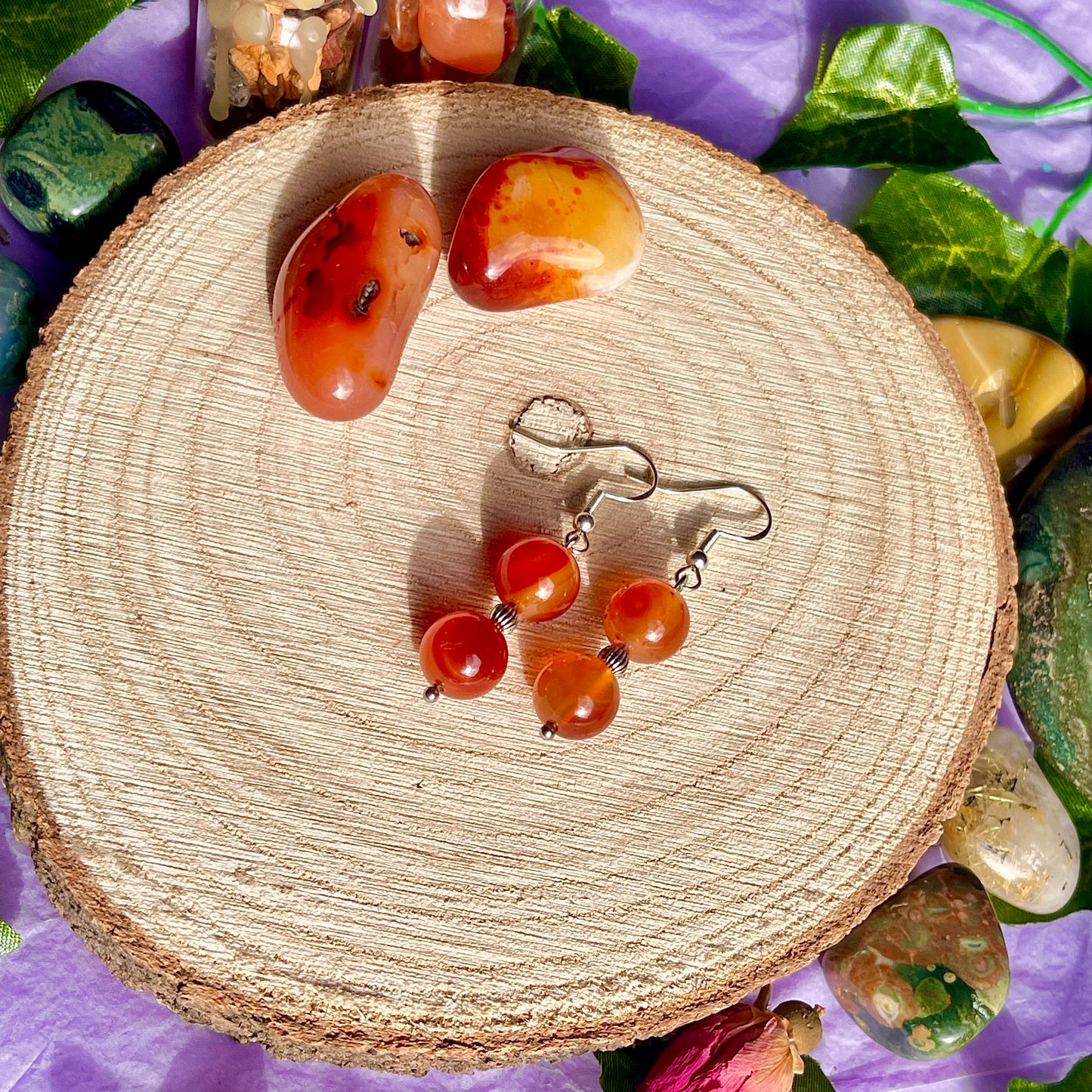 carnelian earrings on 925 hooks
