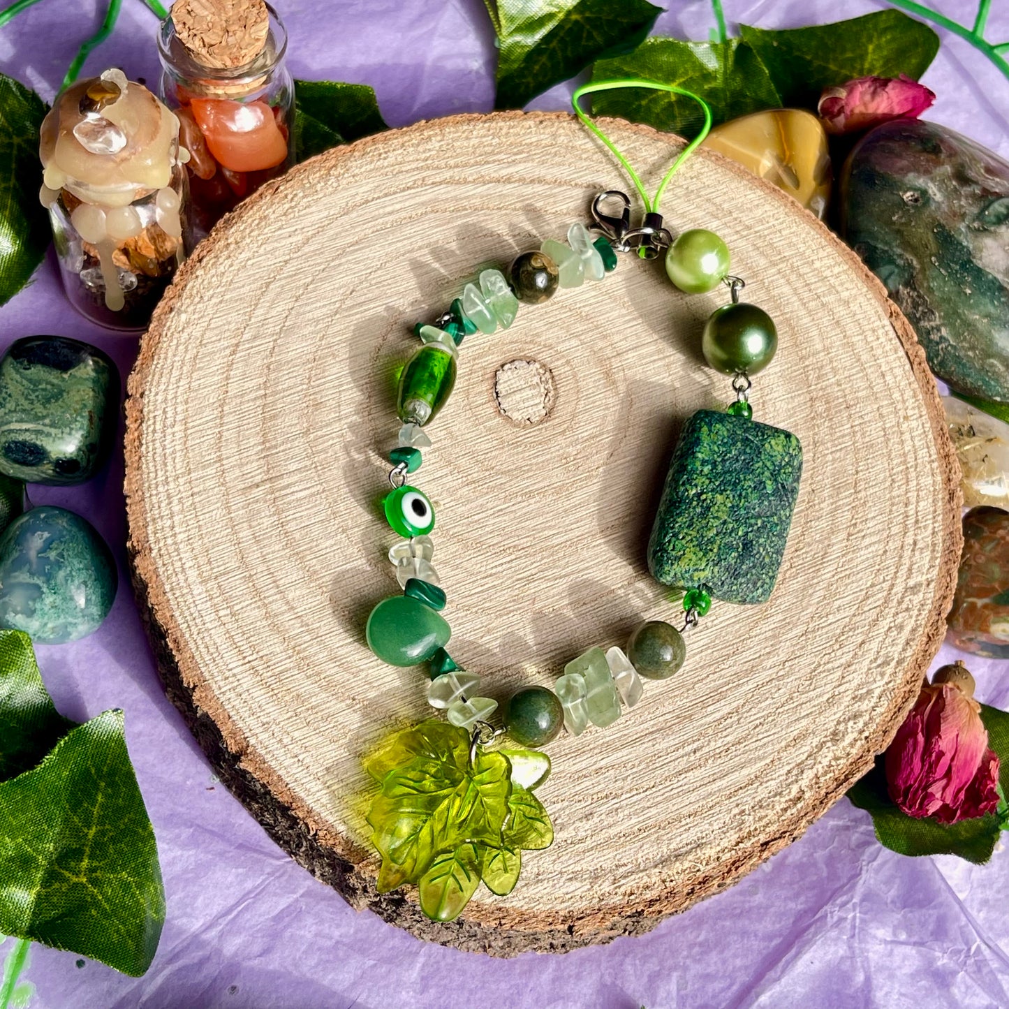 green phone charm